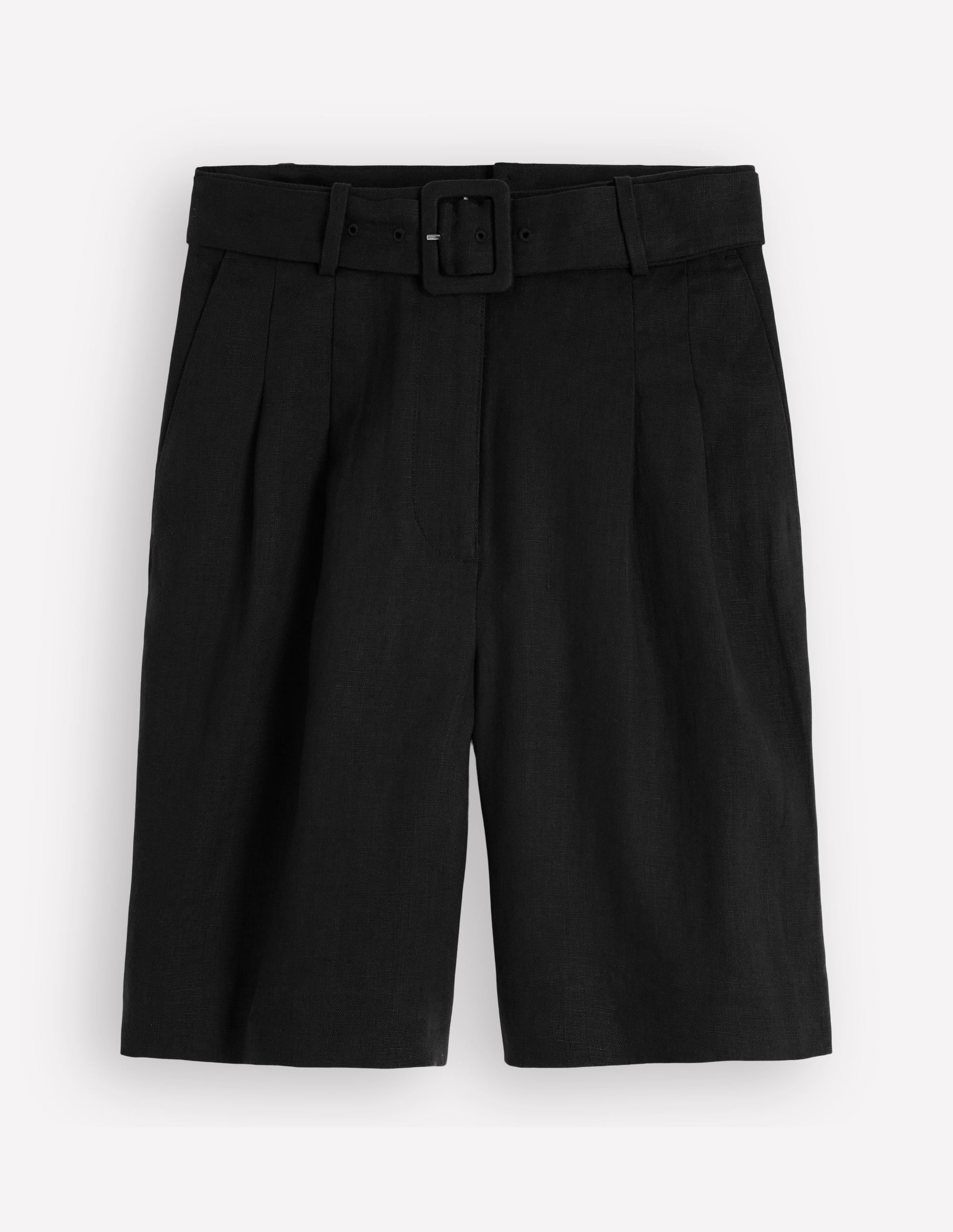 Chelsea Belted Linen Shorts-Black