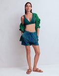 Islington Towelling Shorts-Green/ Blue, Enchanted Paisley