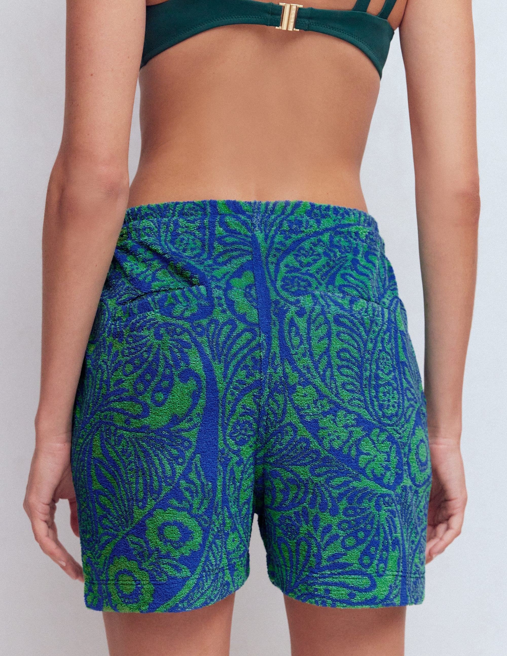 Islington Towelling Shorts-Green/ Blue, Enchanted Paisley