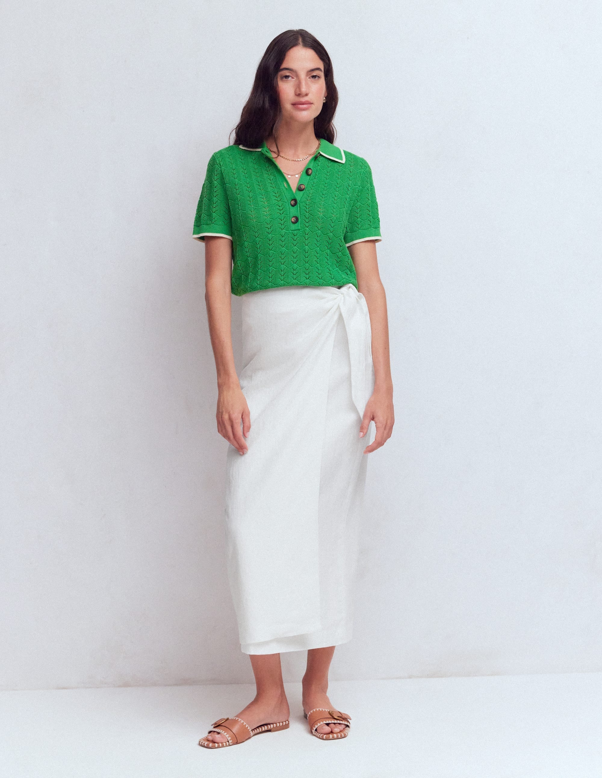 Dimitra Linen Column Skirt-White