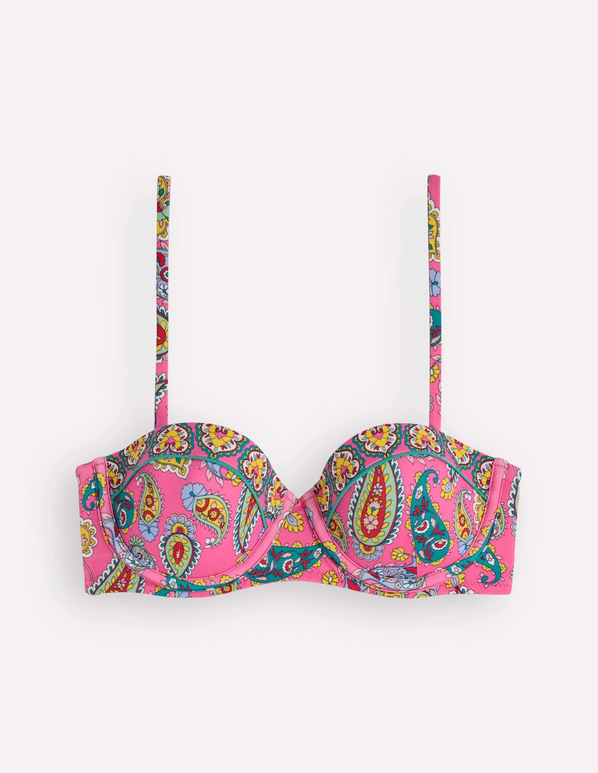 Rhodes Cup Sized Bikini Top-Pink Paisley