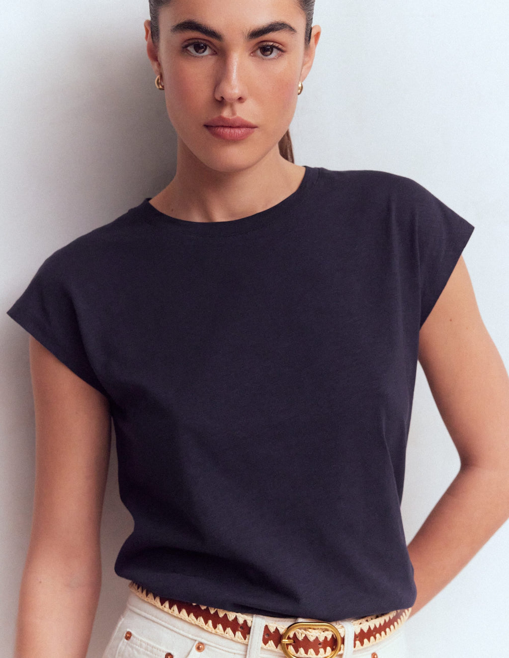 Louisa Slub T-Shirt-Navy