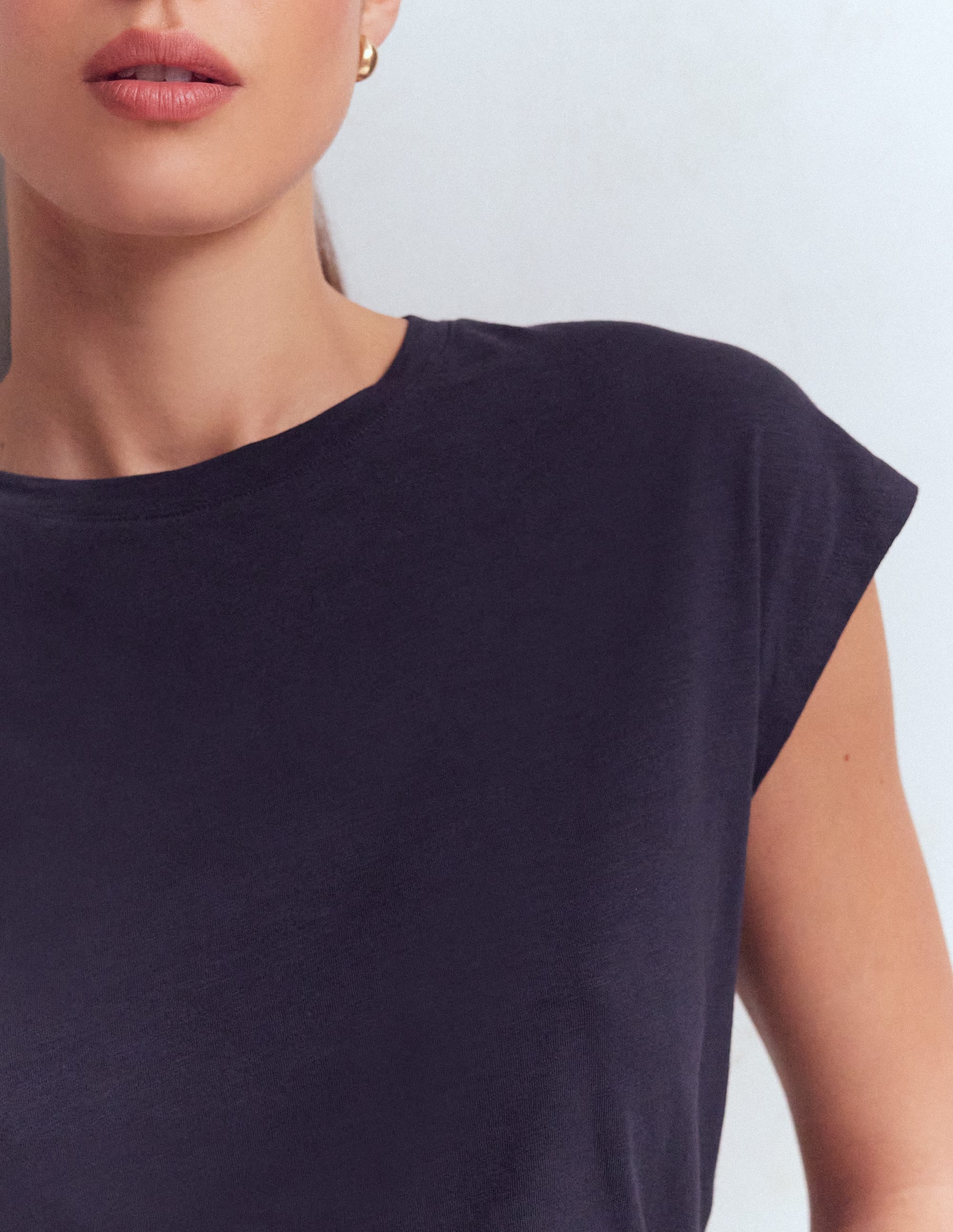 Louisa Slub T-Shirt-Navy