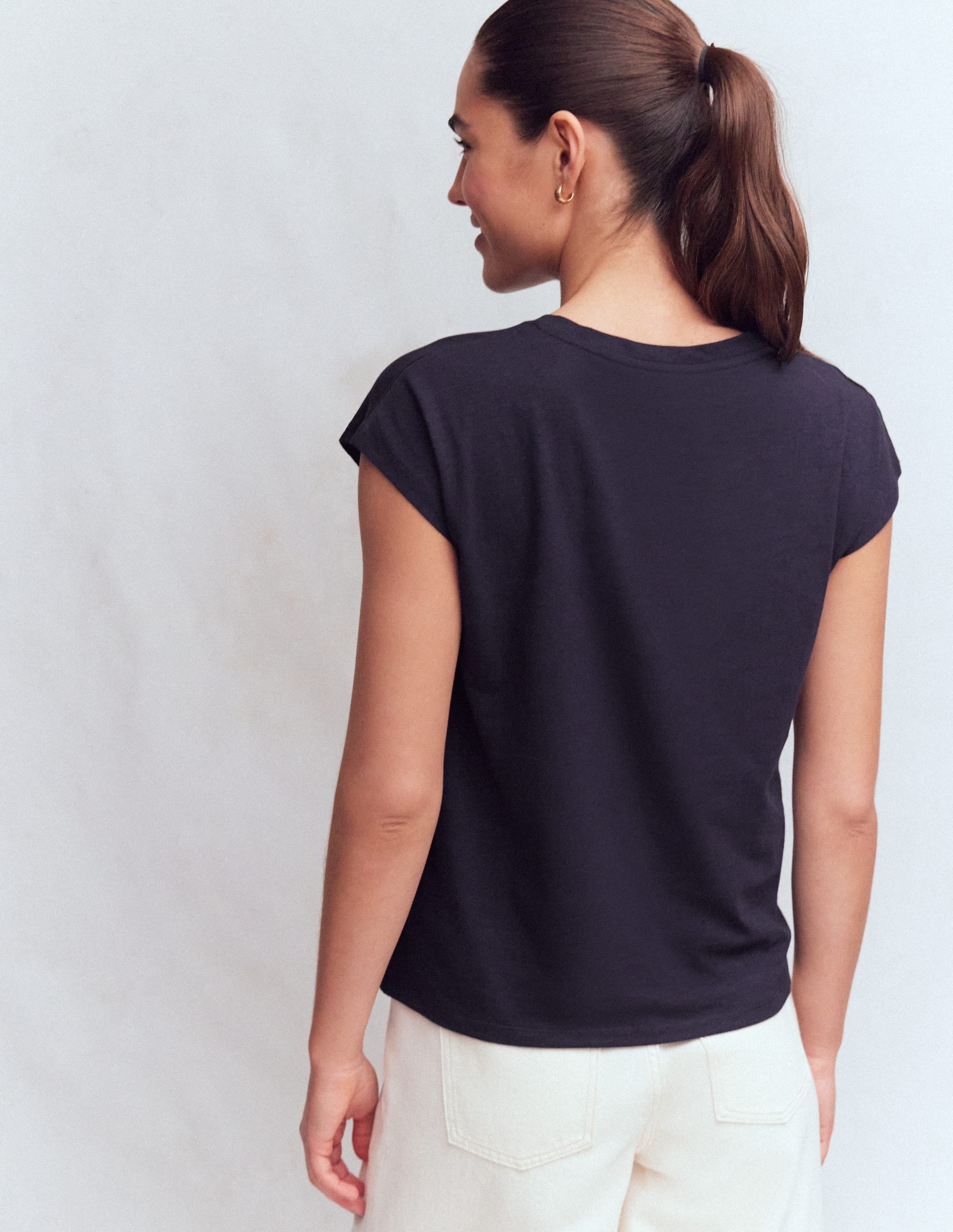 Louisa Slub T-Shirt-Navy