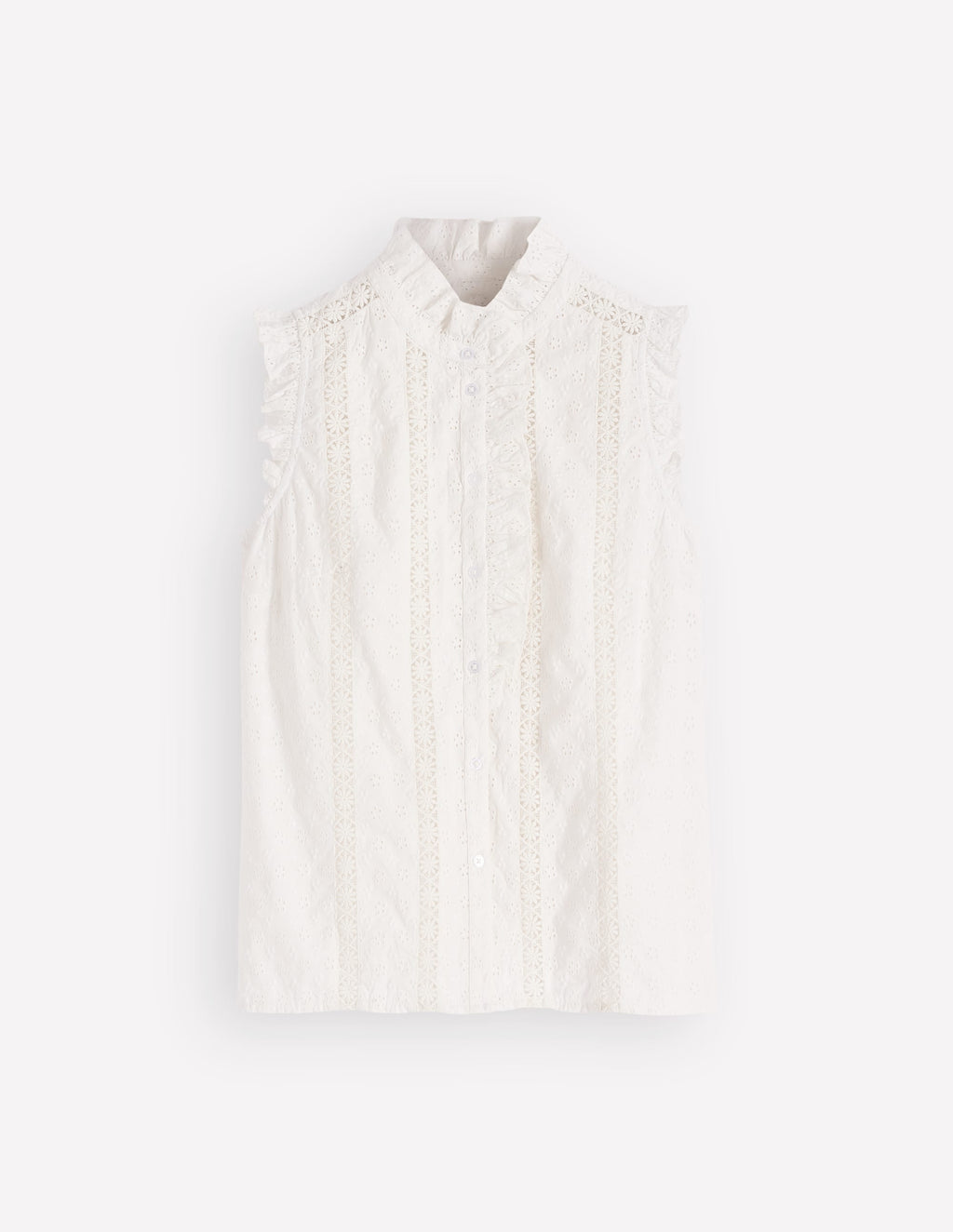Isabel Sleeveless Broderie Top-White
