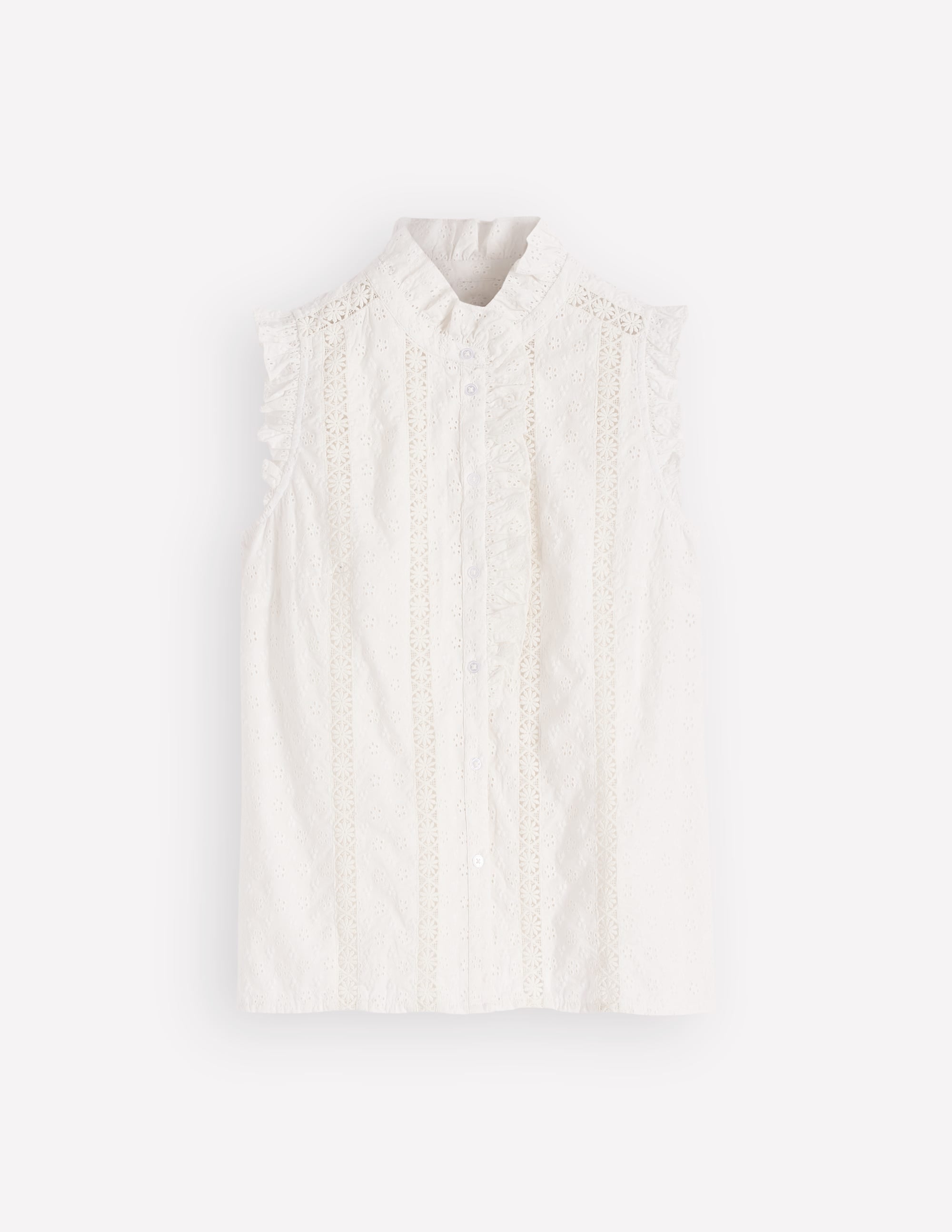 Isabel Sleeveless Broderie Top-White