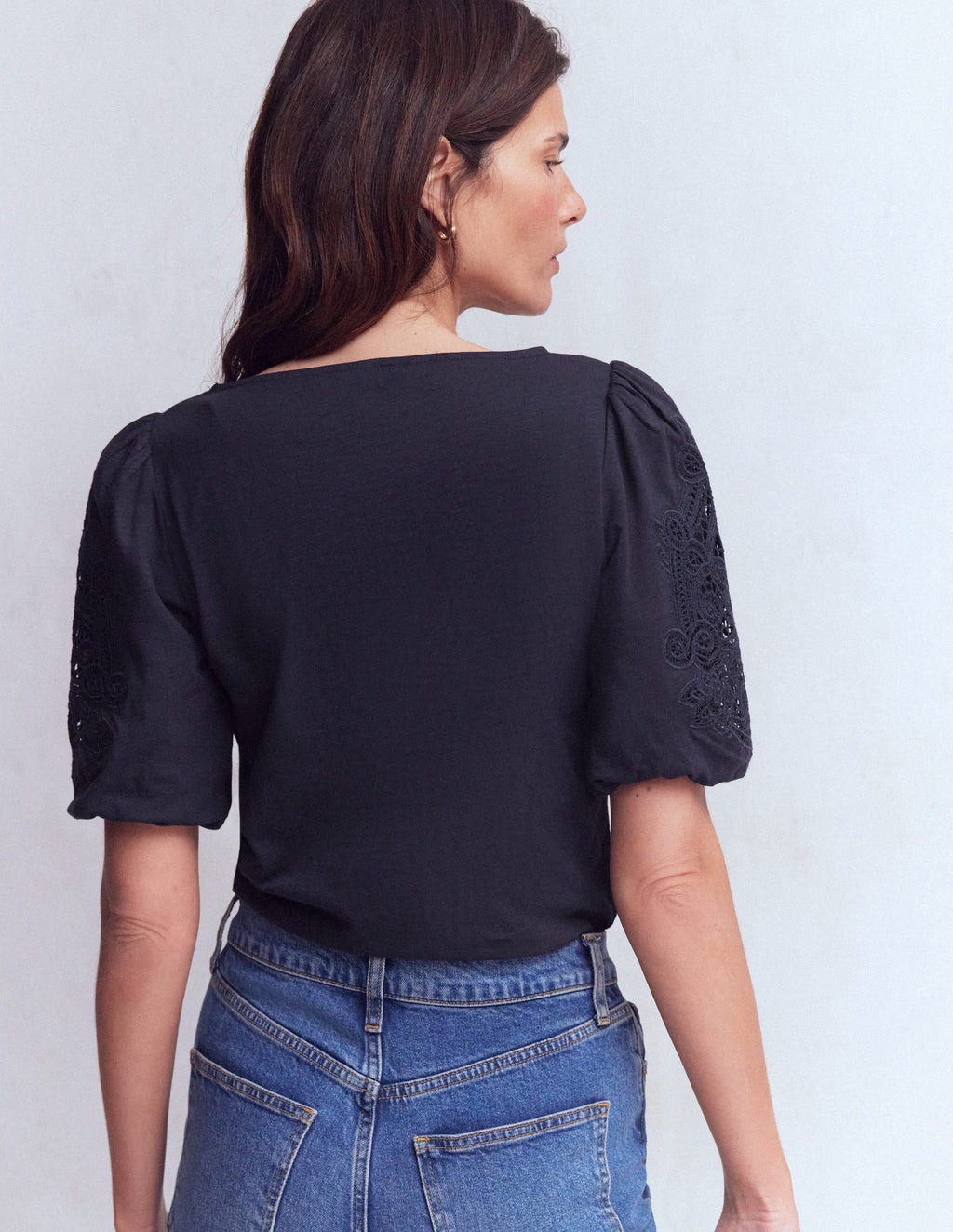 Tape Lace T-shirt-Navy