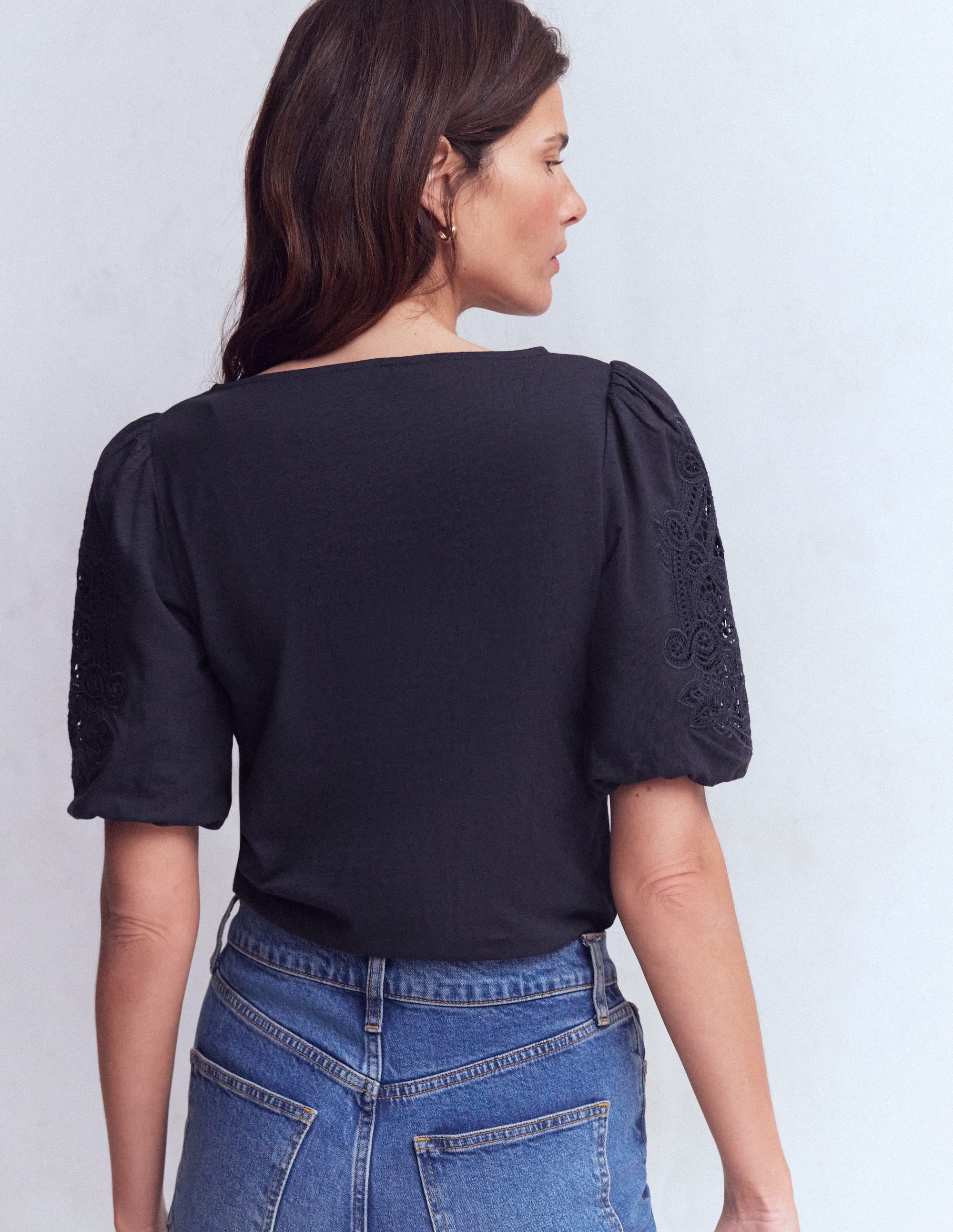 Tape Lace T-shirt-Navy