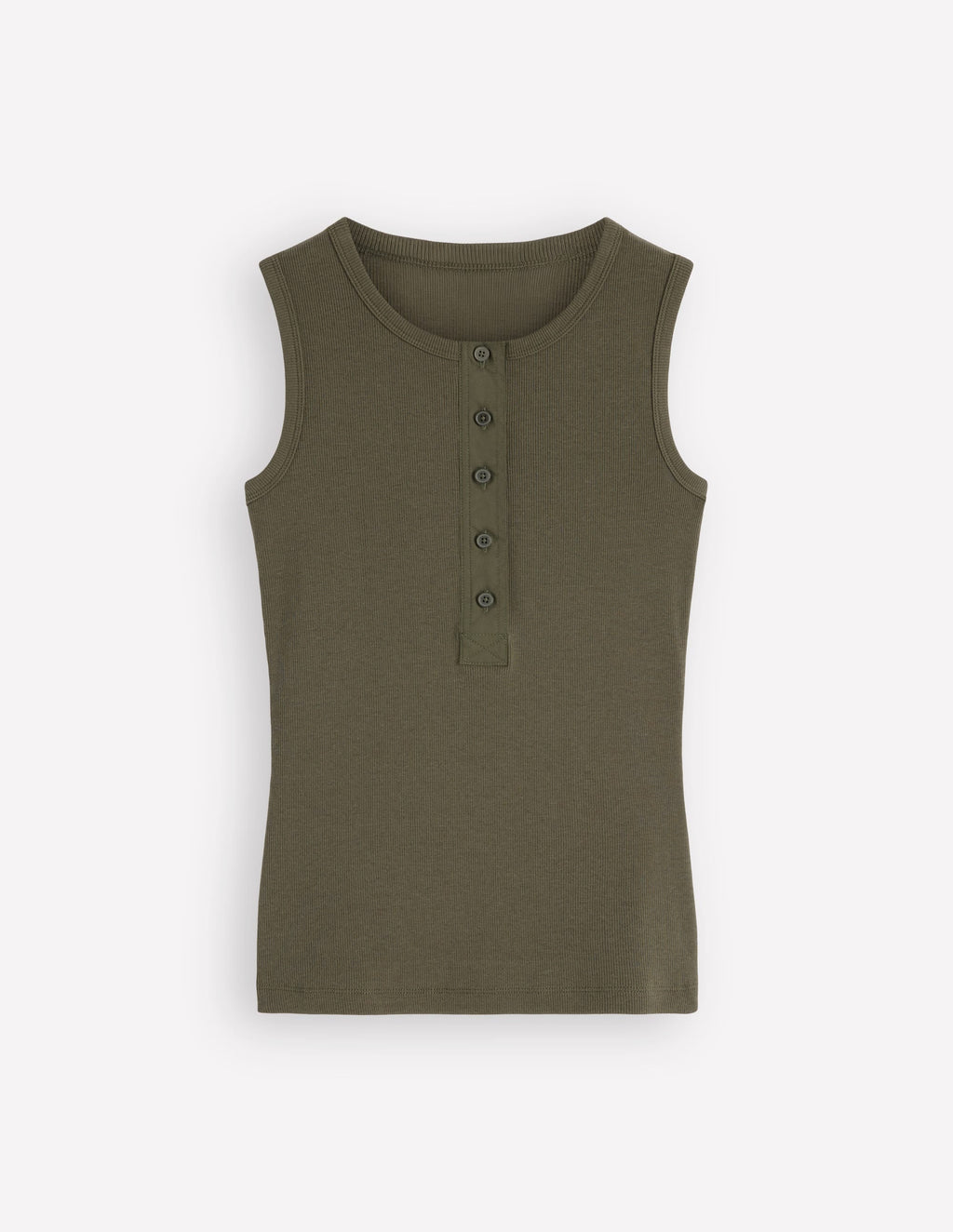 Crew Neck Henley Tank-Olive Night