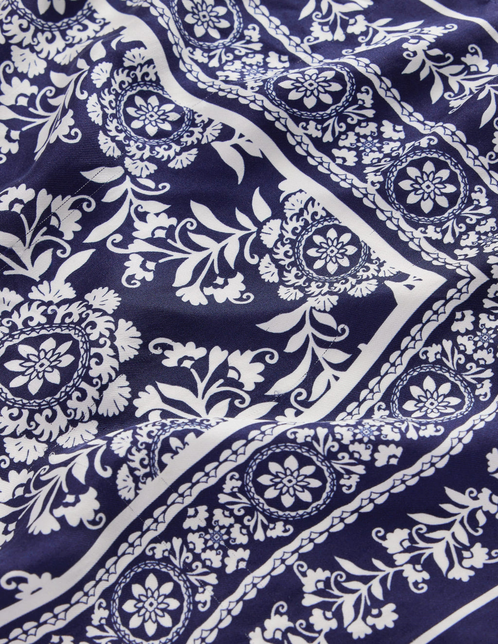 Elisabeth Silk Square Scarf-Navy Decorative Blossom