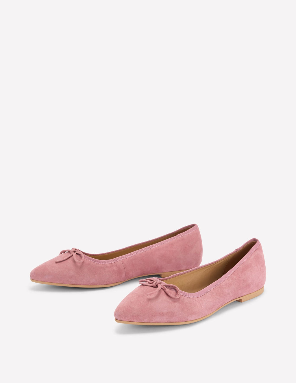Point Flexi Sole Flats-Pink Suede