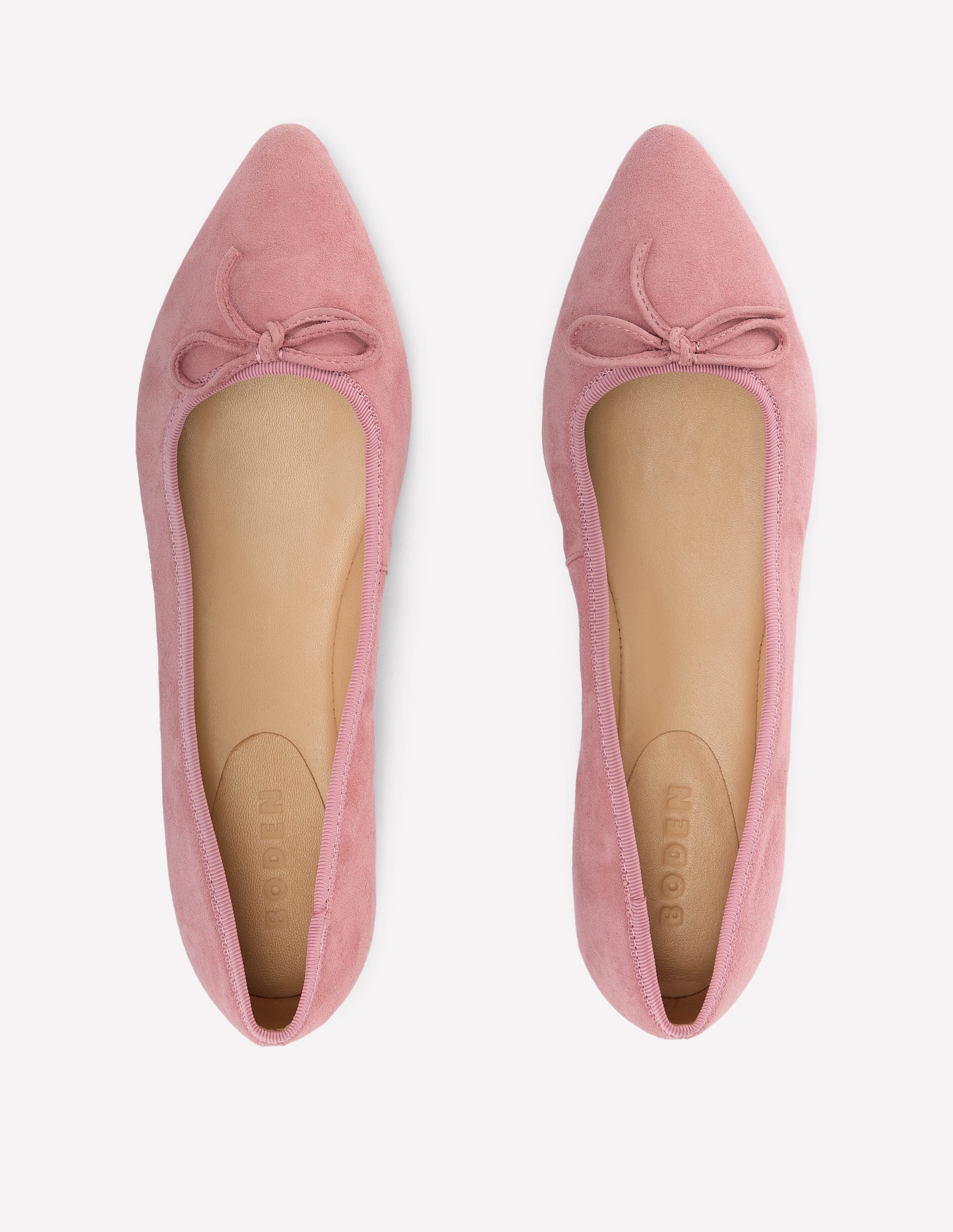 Point Flexi Sole Flats-Pink Suede