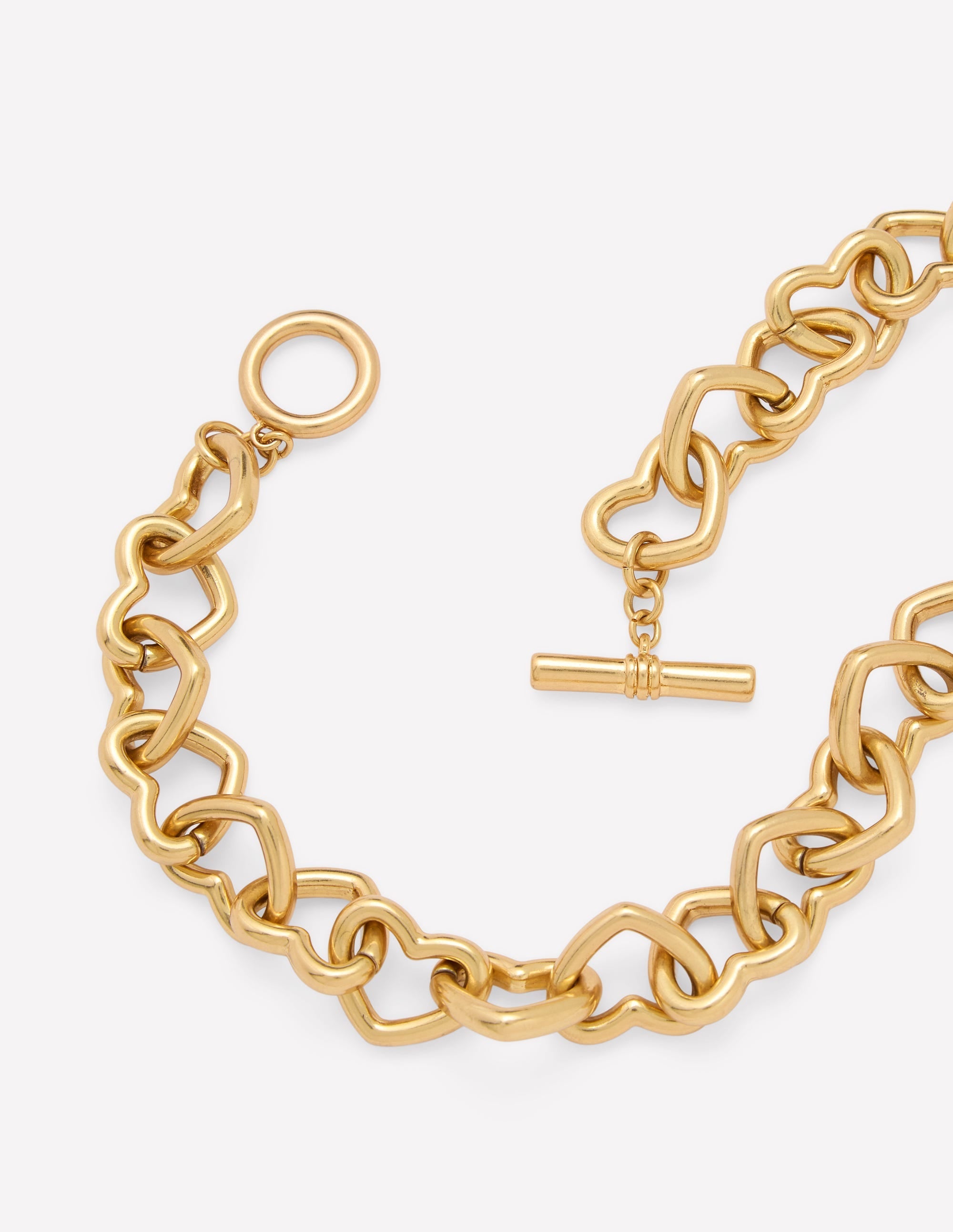 Chunky Heart Chain Necklace-Gold Colour