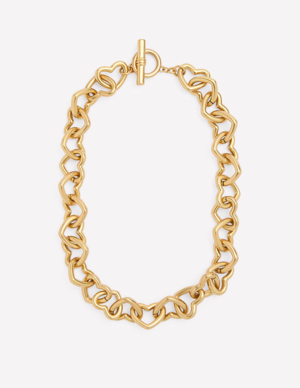Chunky Heart Chain Necklace-Gold Colour