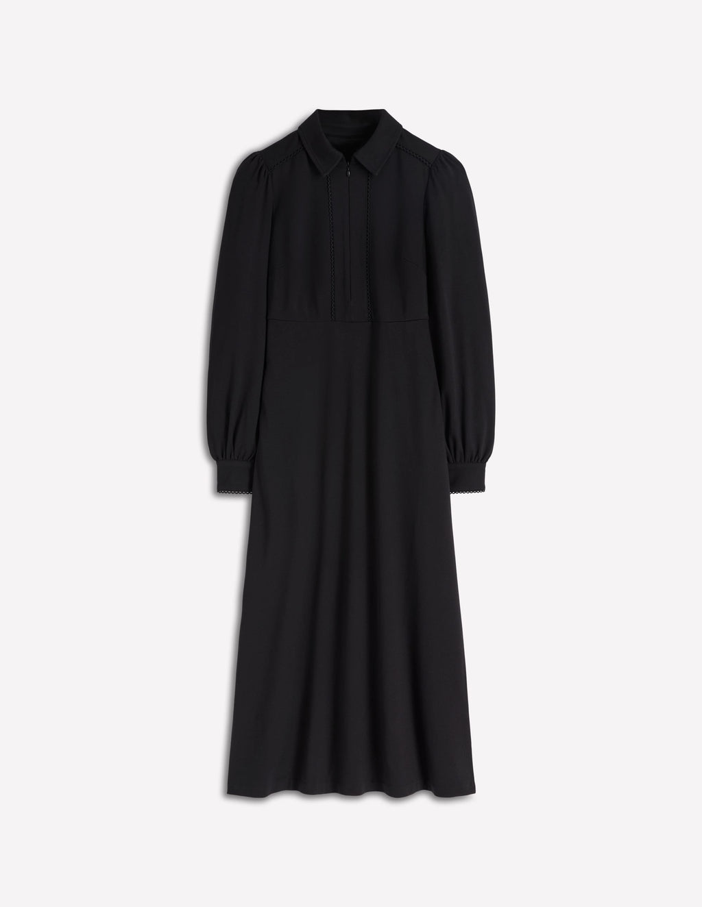 Pip Zip-Up Ponte Midi Dress-Black