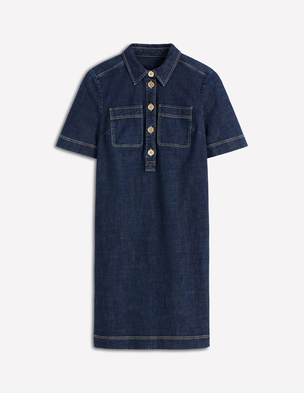 Zia Pocket Shift Dress-Dark Indigo