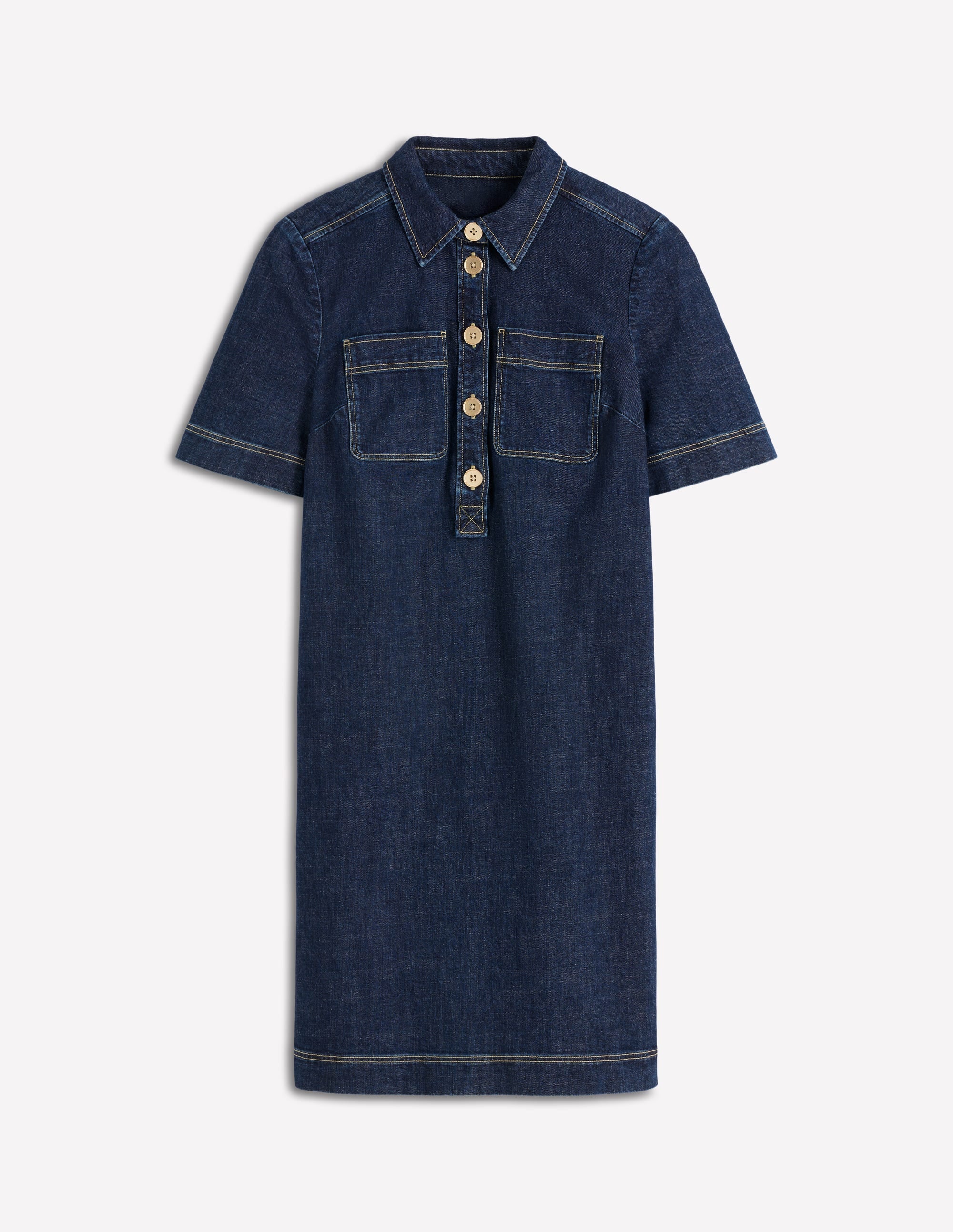 Zia Pocket Shift Dress-Dark Indigo