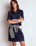 Zia Pocket Shift Dress-Dark Indigo