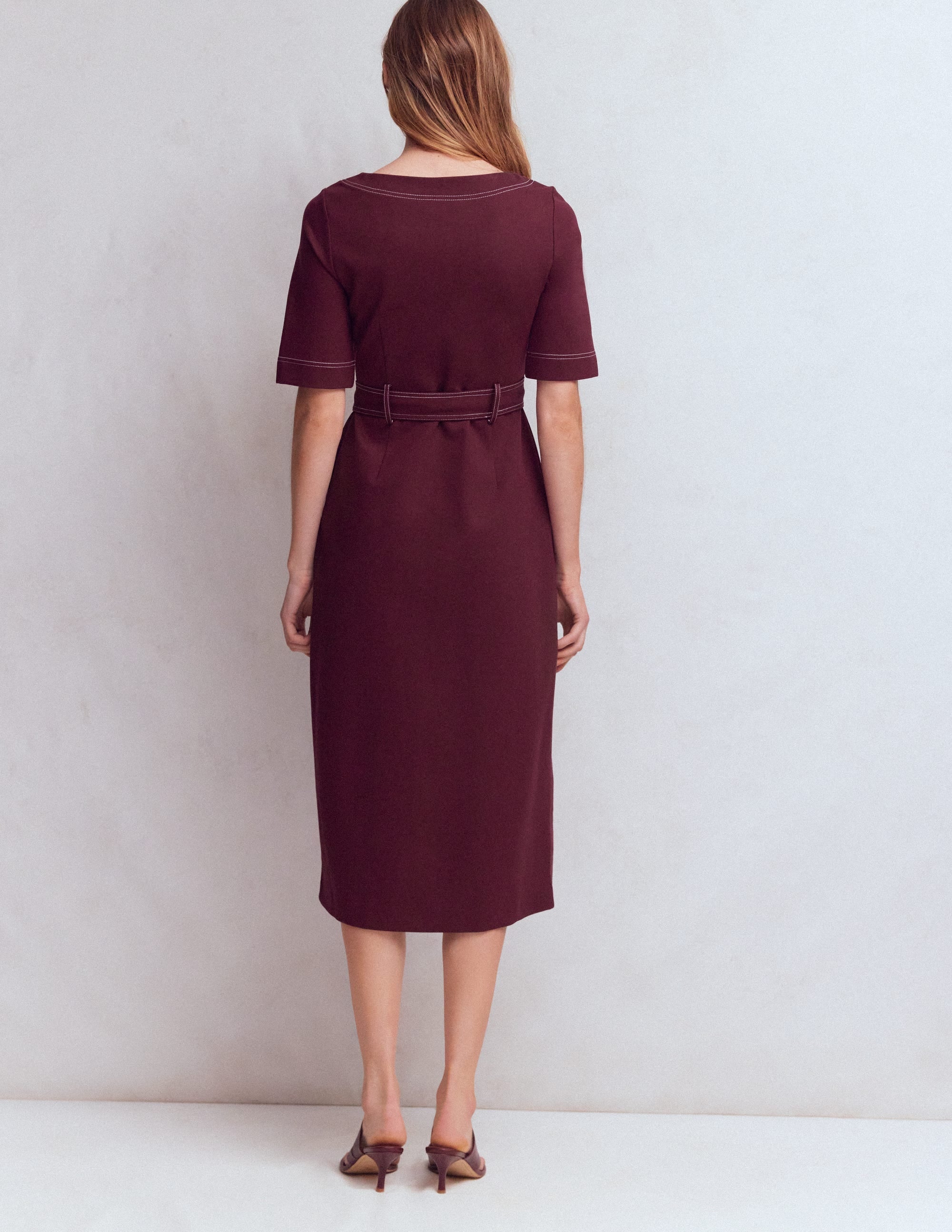 Bria Ponte Midi Dress-Deep Wisteria