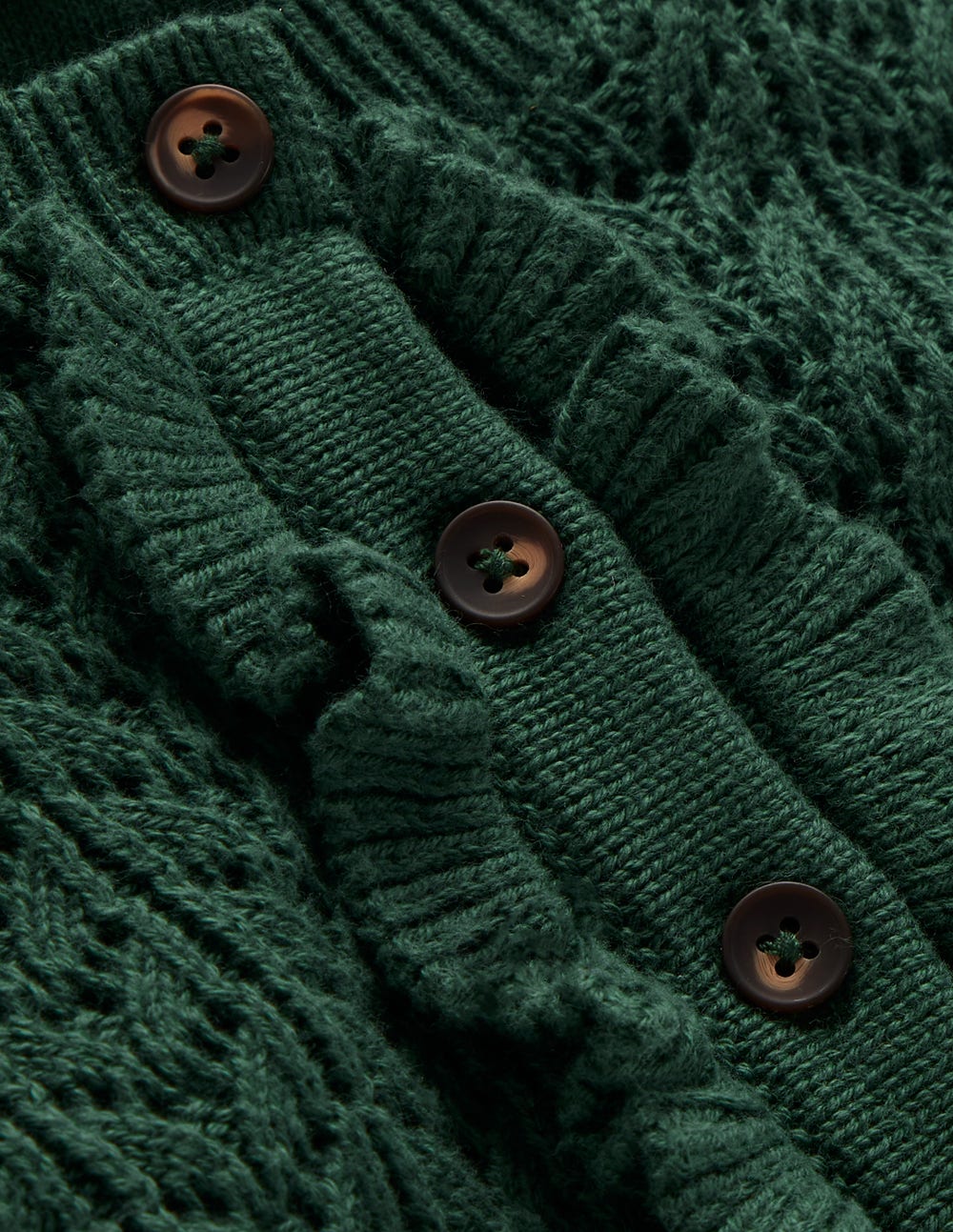 Henley Frill Knitted Dress-Hunter Green