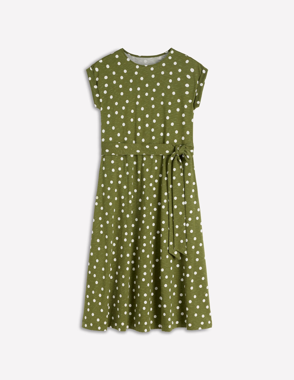 Eve Jersey Midi Dress-Olive, Painted Dot Spaced