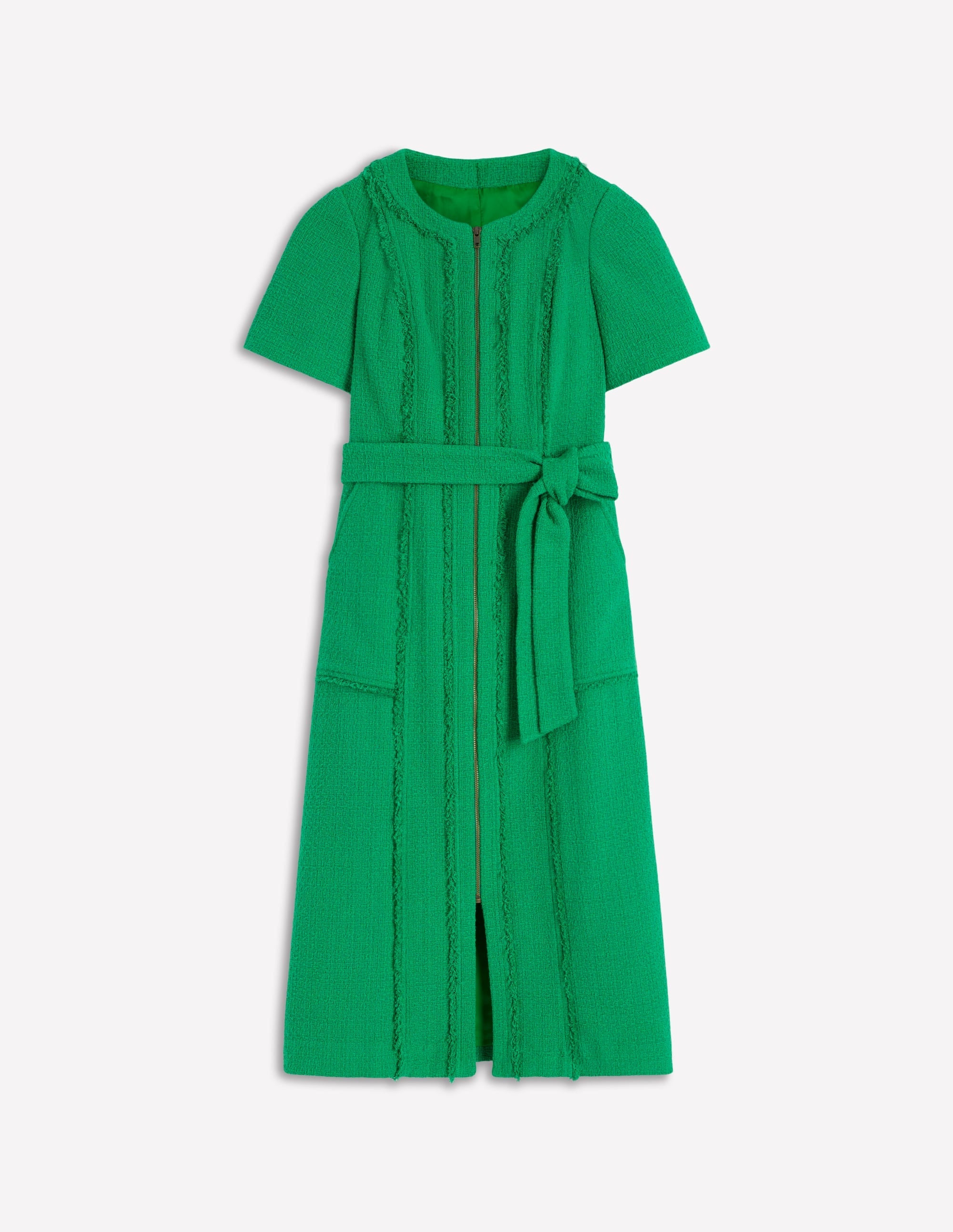 Ruth Zip Texture Dress-Green