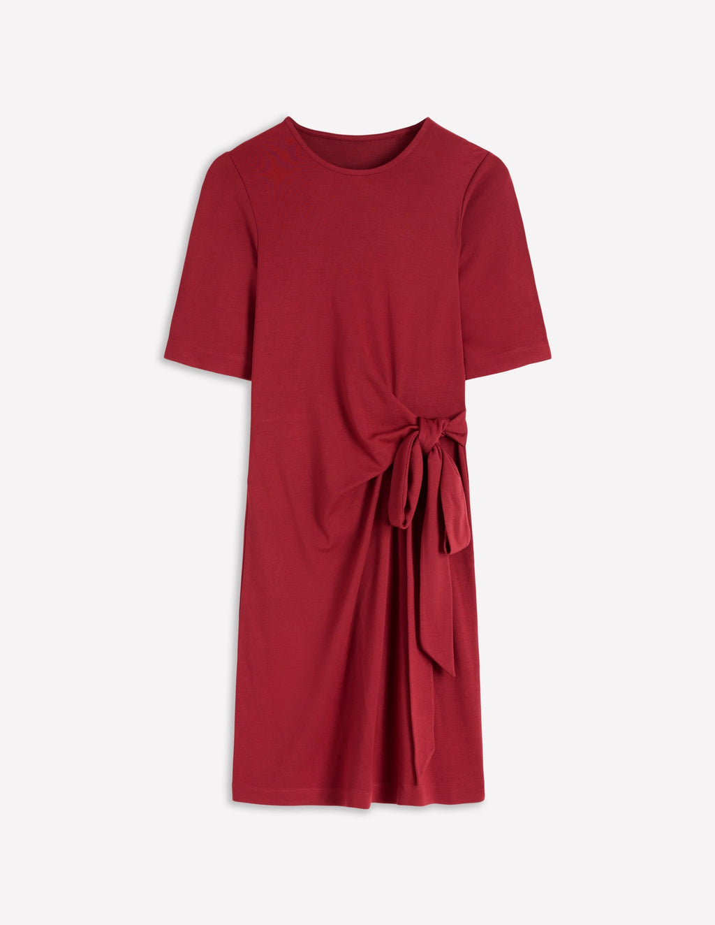 Zinnia Tie Jersey Short Dress-Rich Chestnut