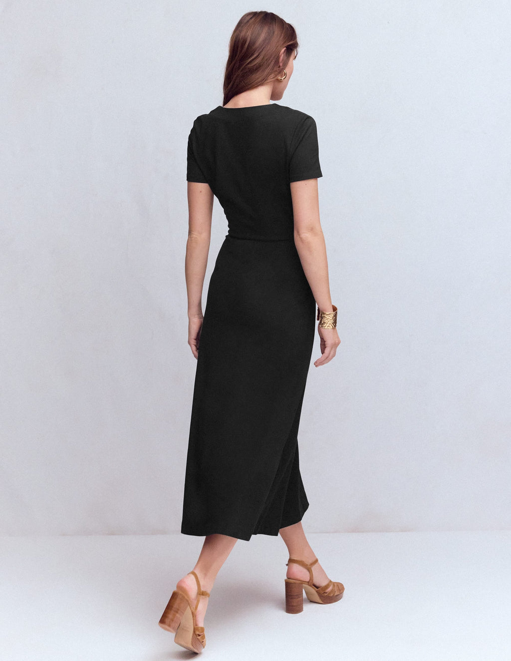 Una Ruched Front Ponte Dress-Black