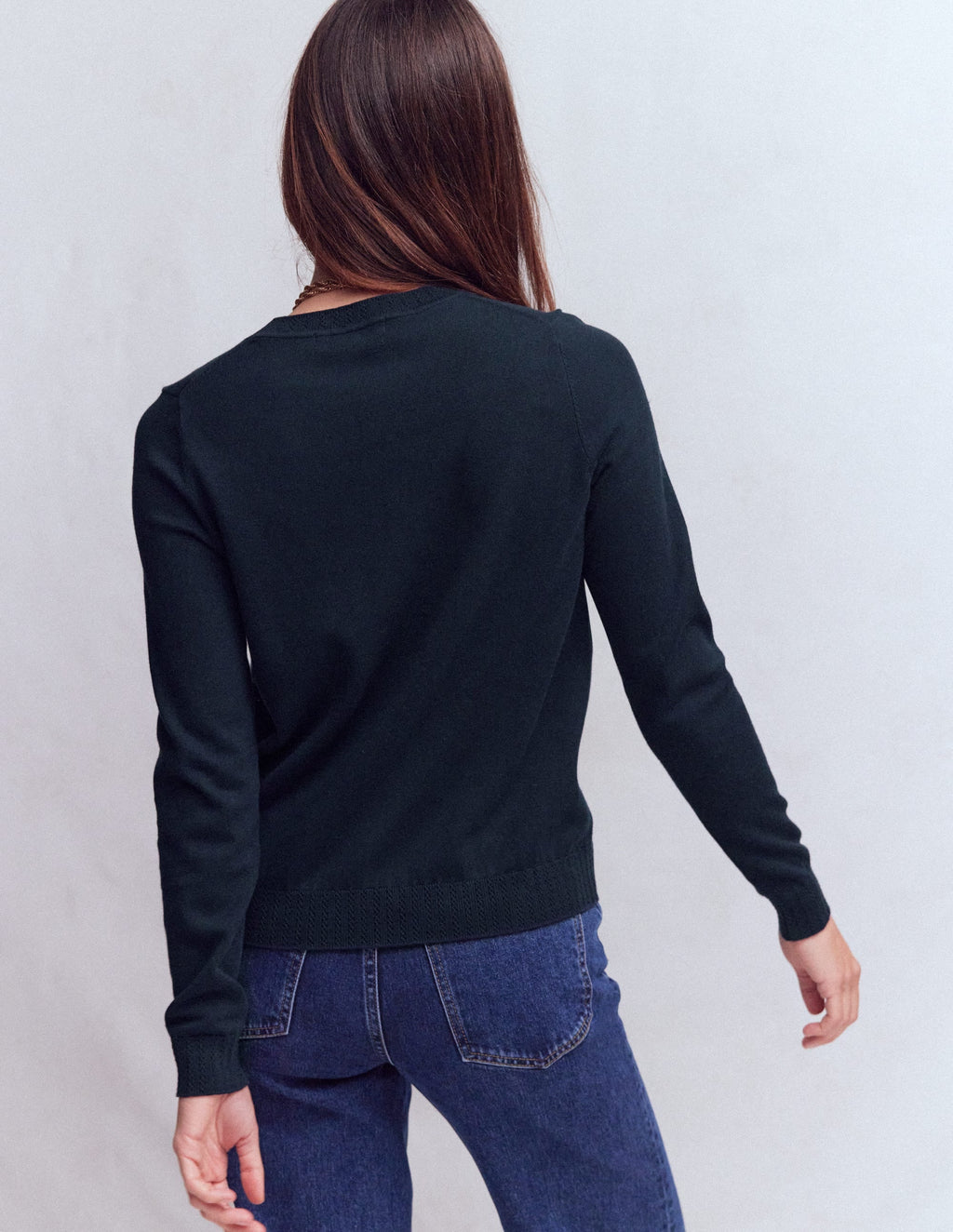 Emilia Cotton Crew Sweater-Navy
