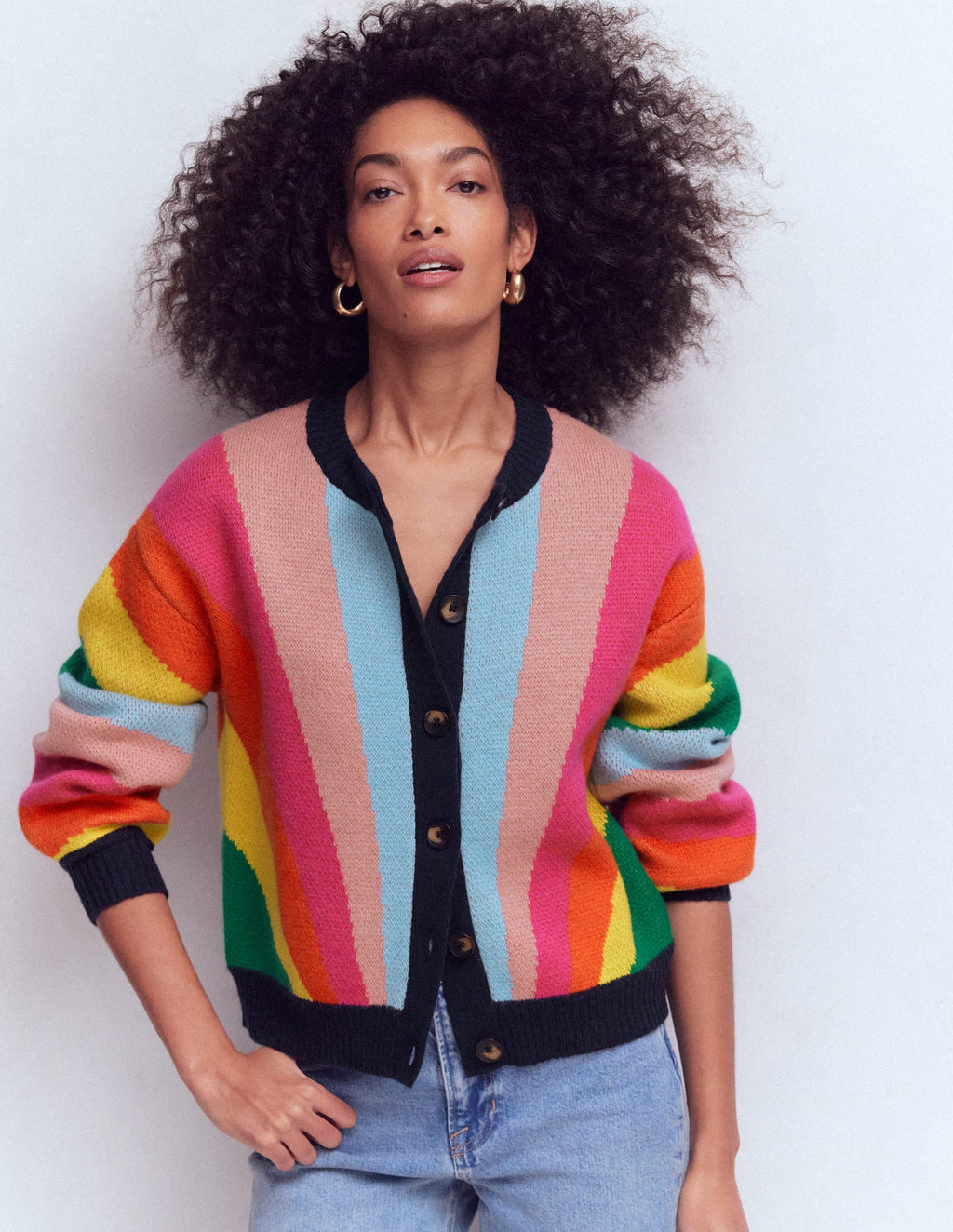 Abi Jacquard Cardigan-Multi Rainbow
