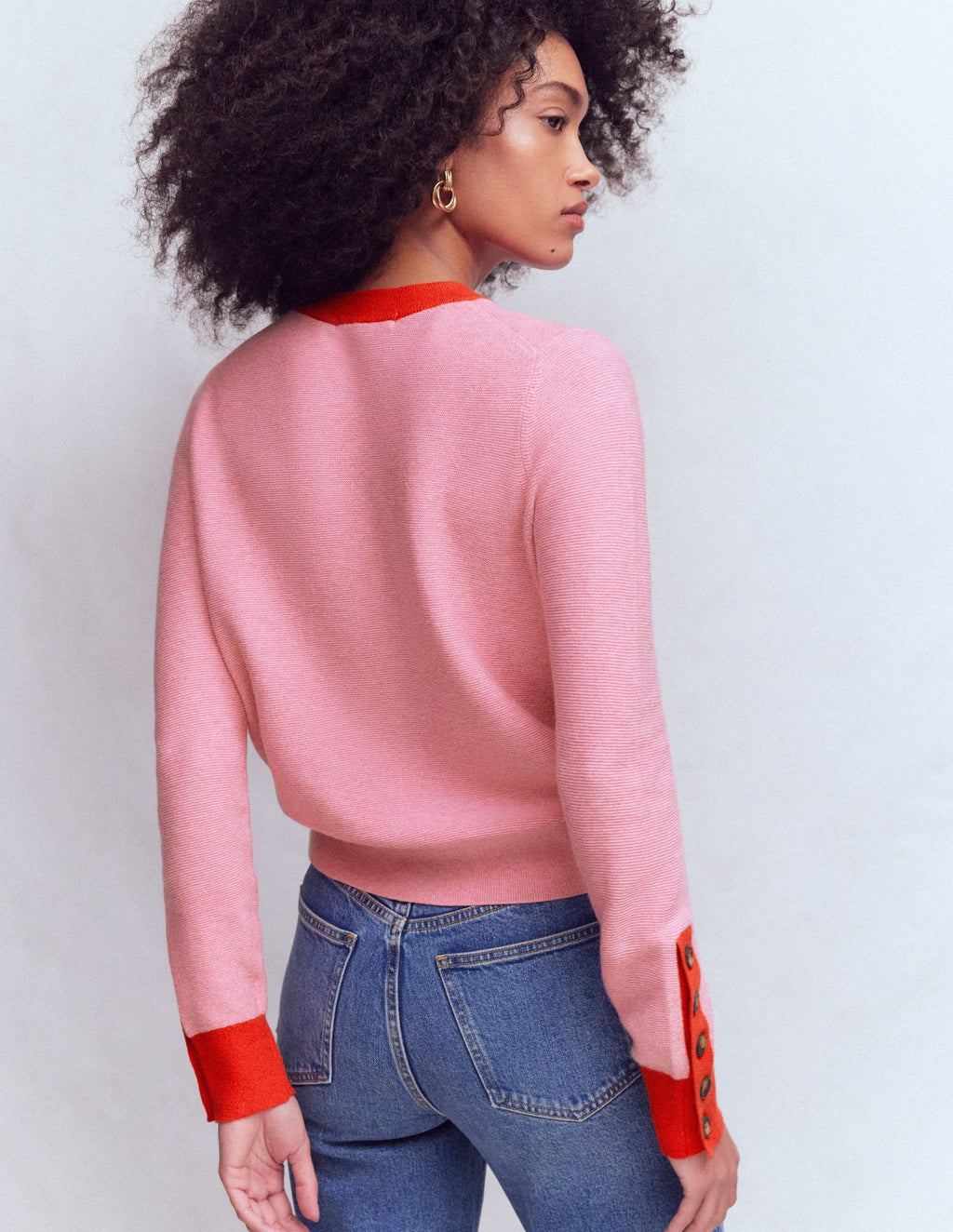 Grace Colour Block Sweater-Pink Lady