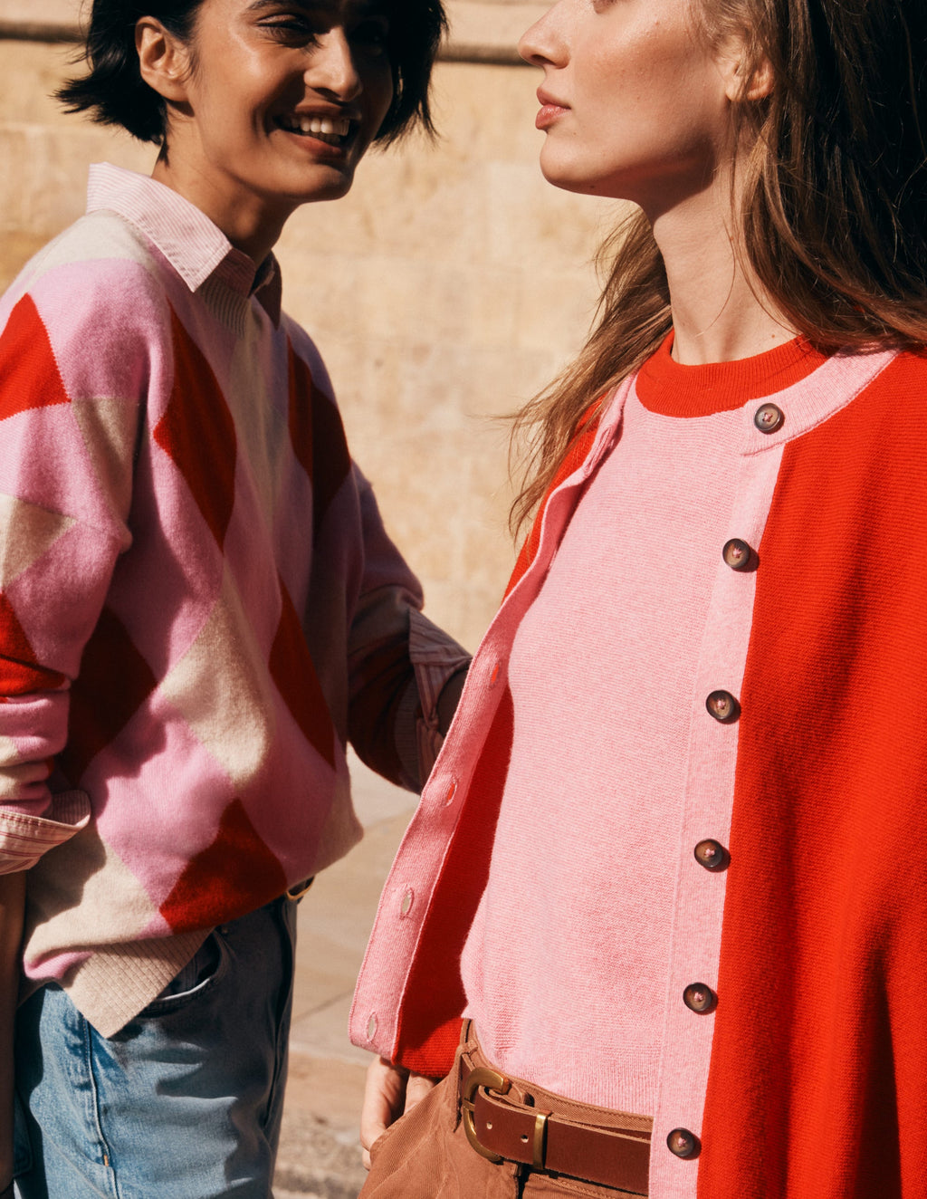 Grace Colour Block Sweater-Pink Lady