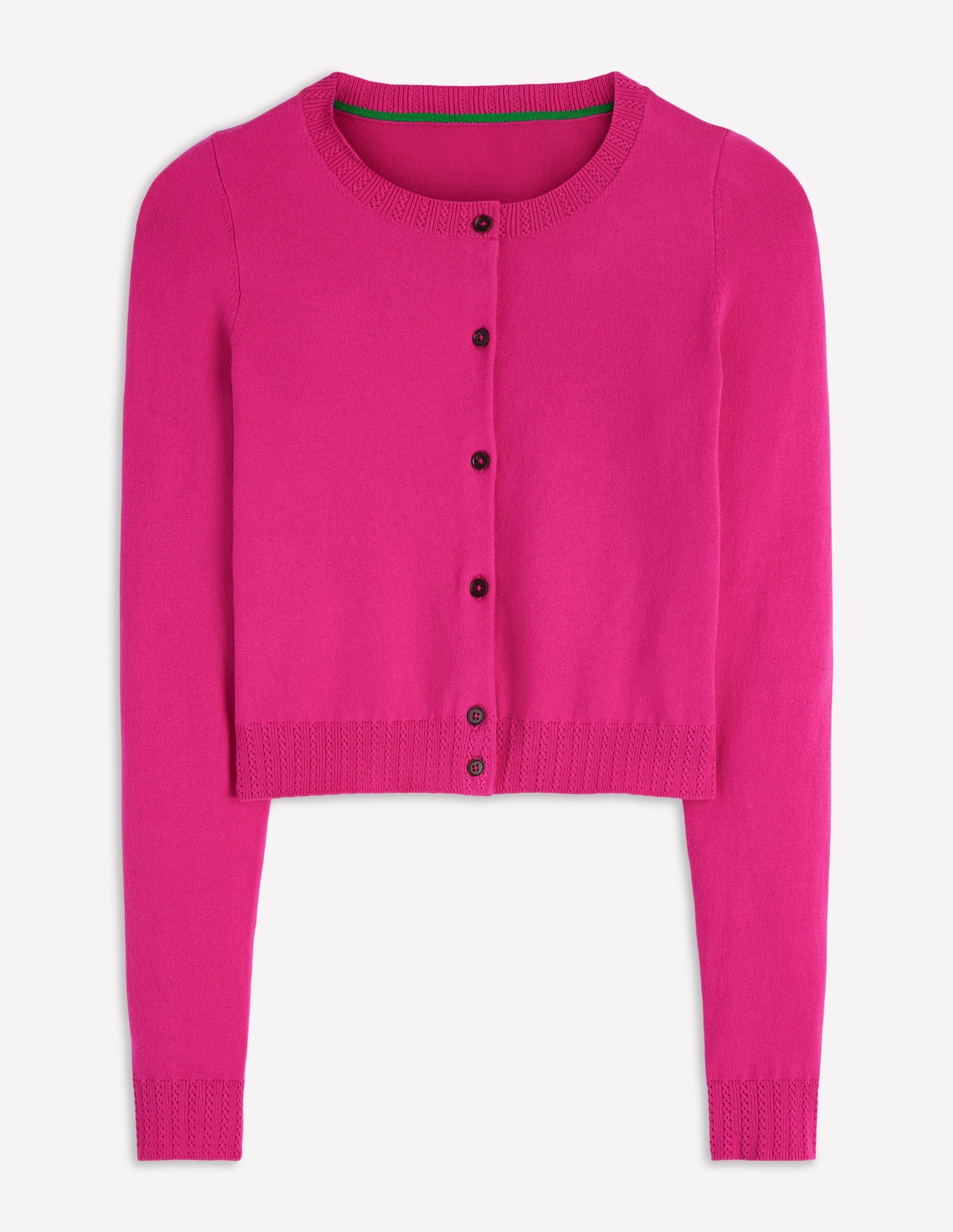 Emilia Cotton Cropped Cardigan-Pink Peony