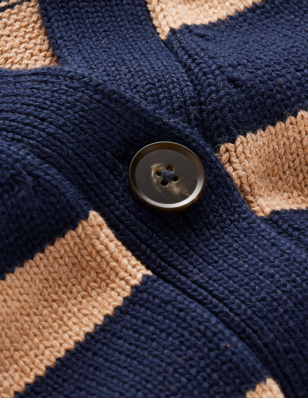 Lucy Relaxed Cotton Cardigan-Navy/ Camel Melange