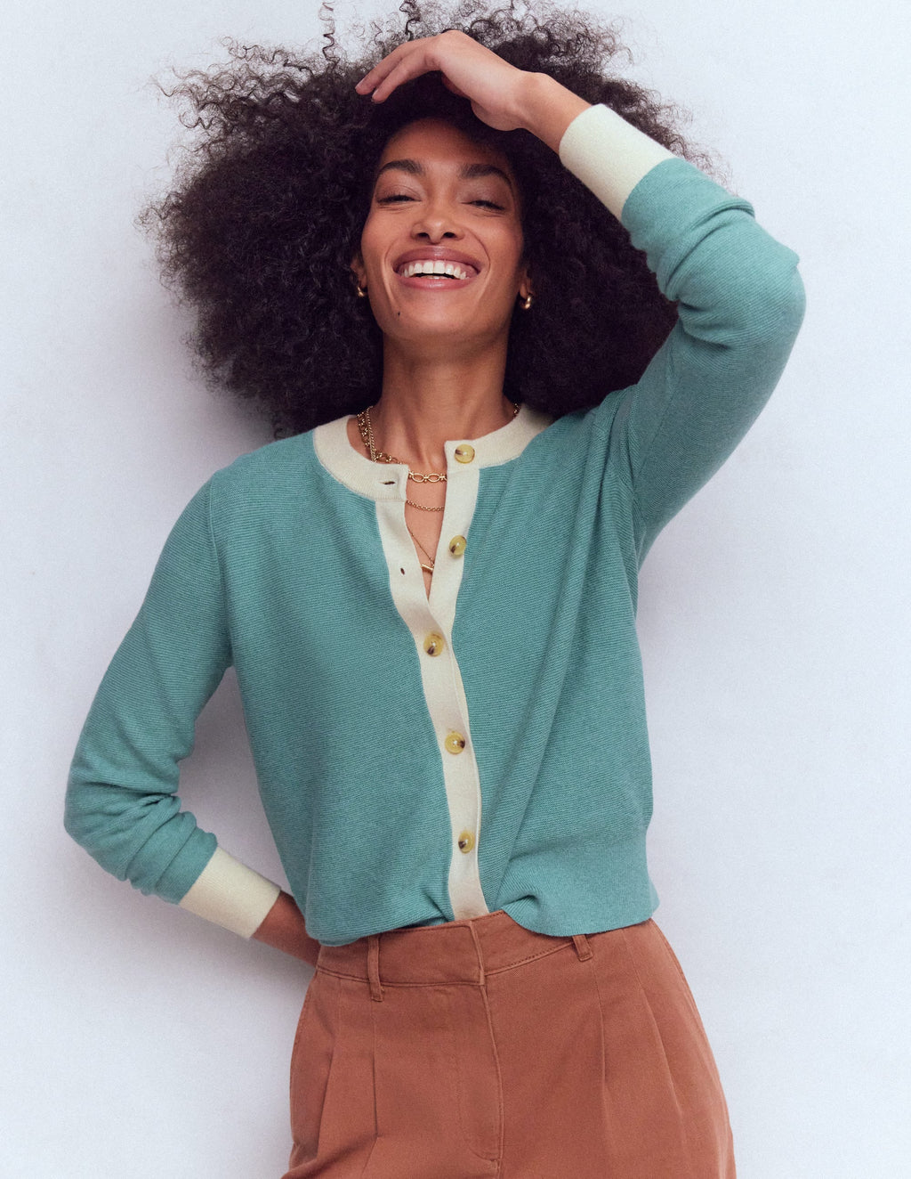 Grace Colour Block Cardigan-Cloudy Jane Blue
