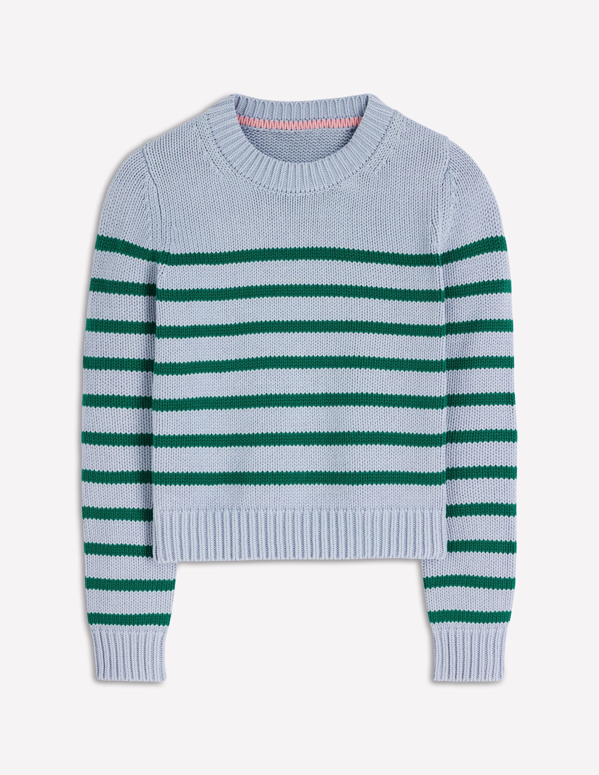 Lucy Chunky Cotton Sweater-Blue/ Green