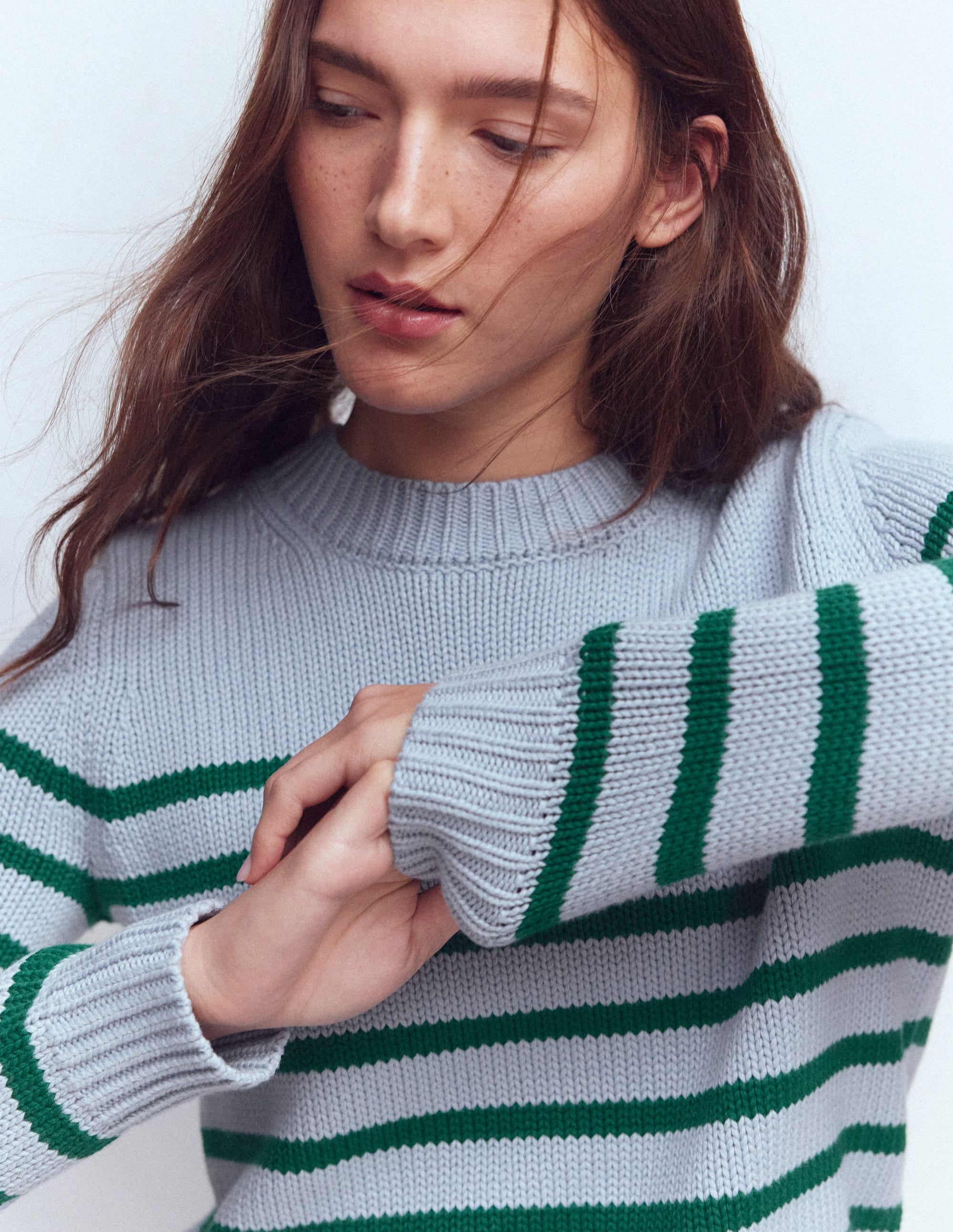 Lucy Chunky Cotton Sweater-Blue/ Green