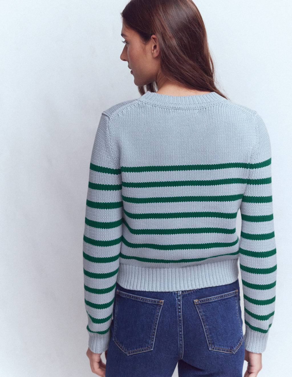 Lucy Chunky Cotton Sweater-Blue/ Green
