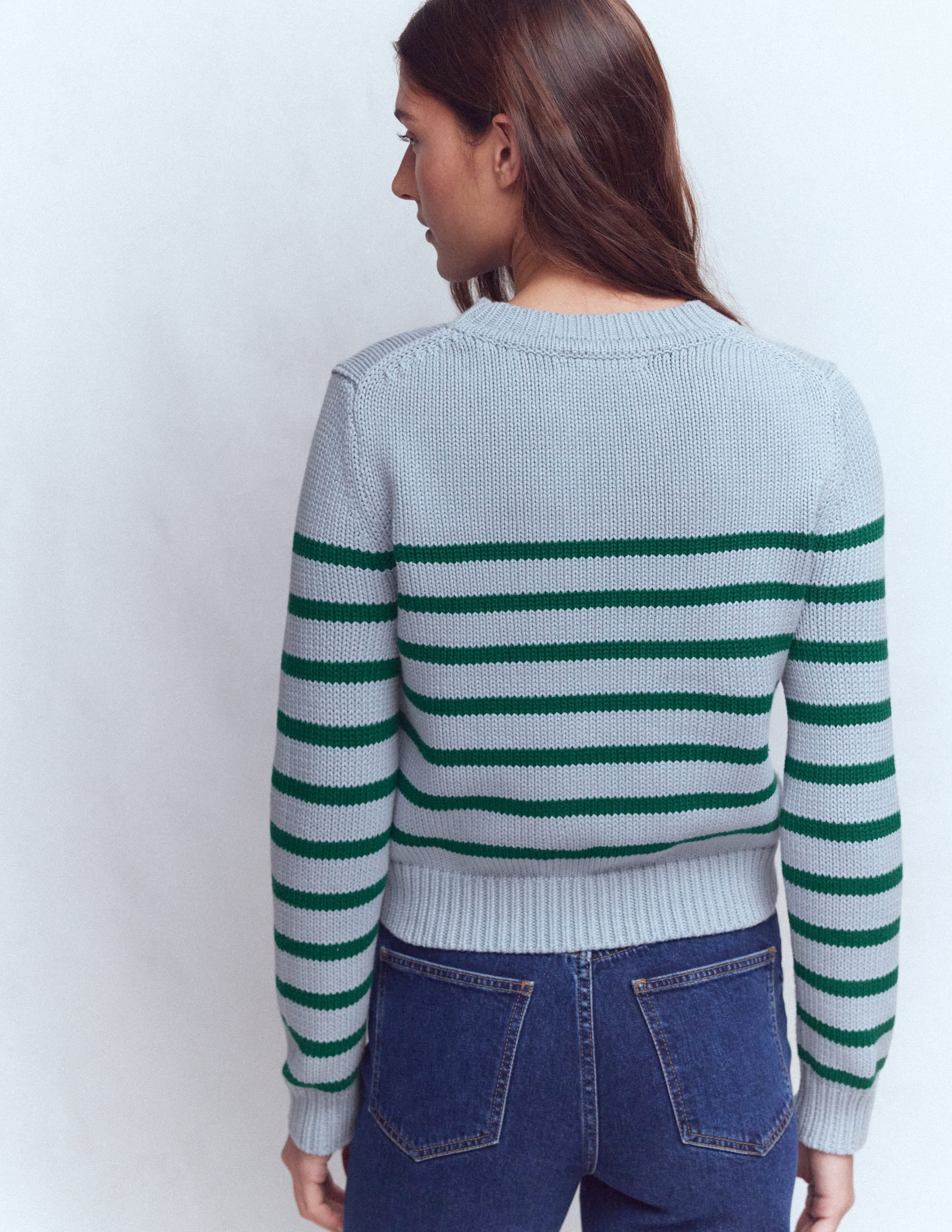 Lucy Chunky Cotton Sweater-Blue/ Green