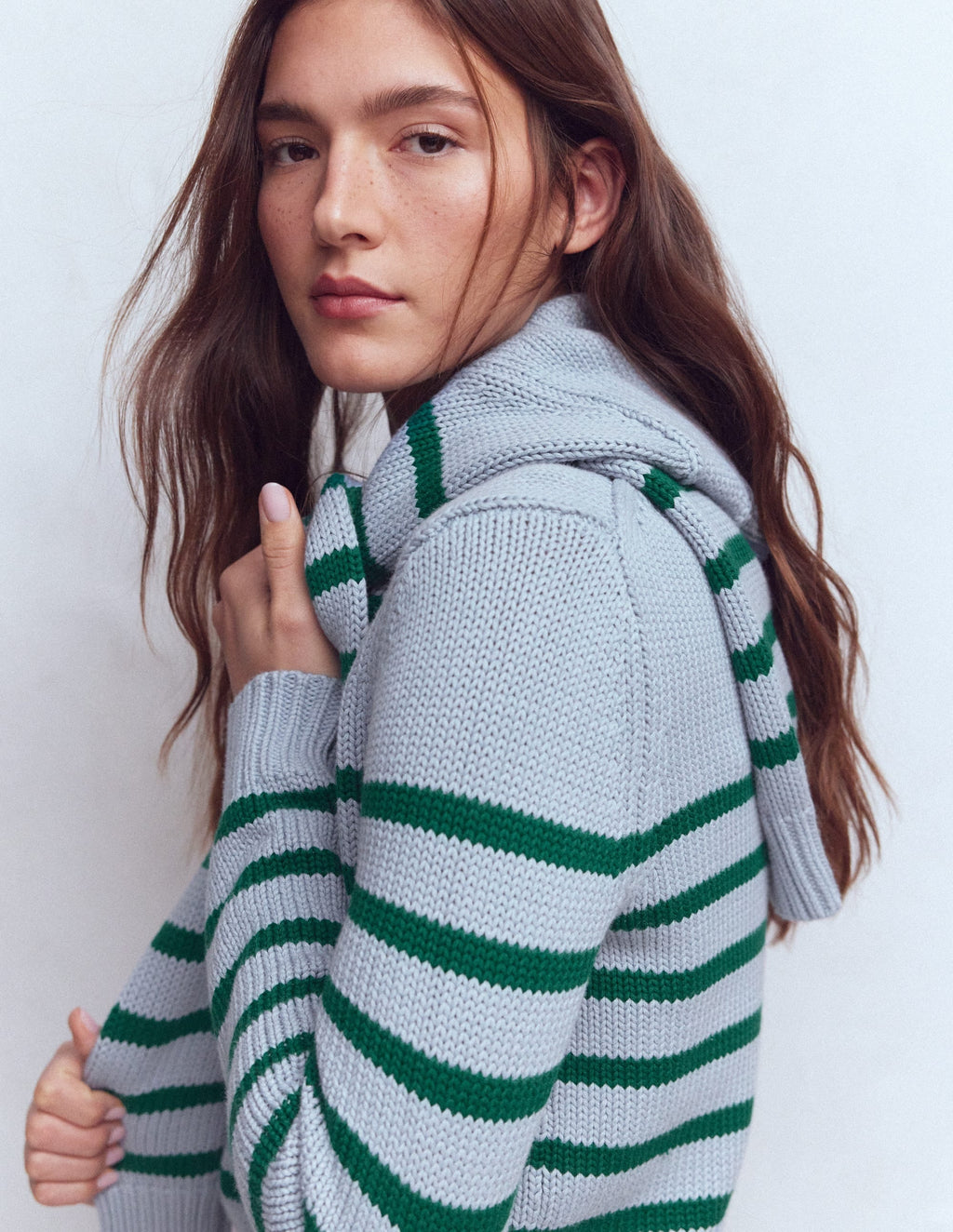 Lucy Chunky Cotton Sweater-Blue/ Green