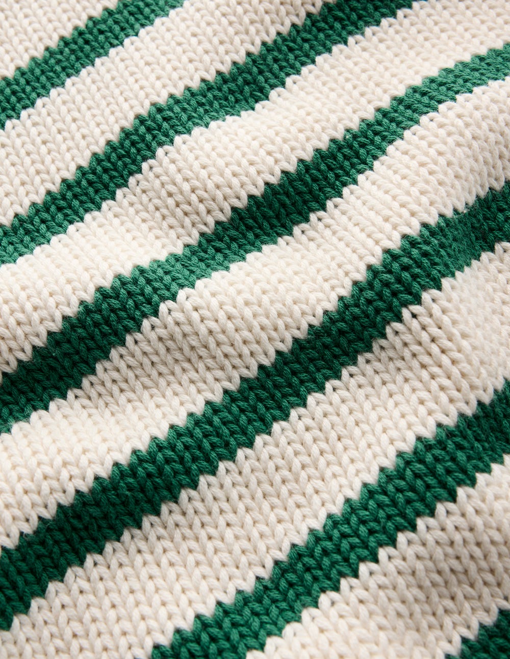 Lucy Chunky Cotton Sweater-Ivory and Jewel Green Stripe