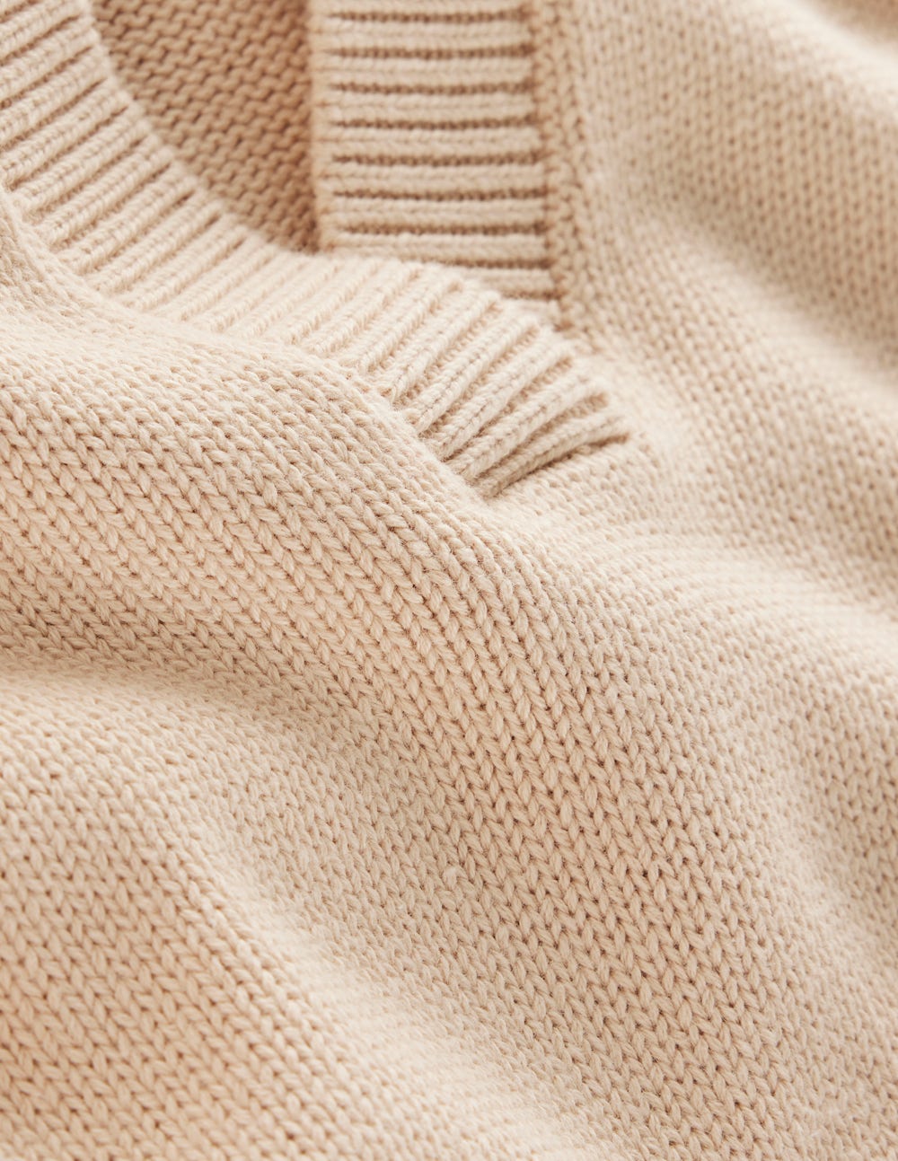 Cotton Henley Sweater-Almond Peach
