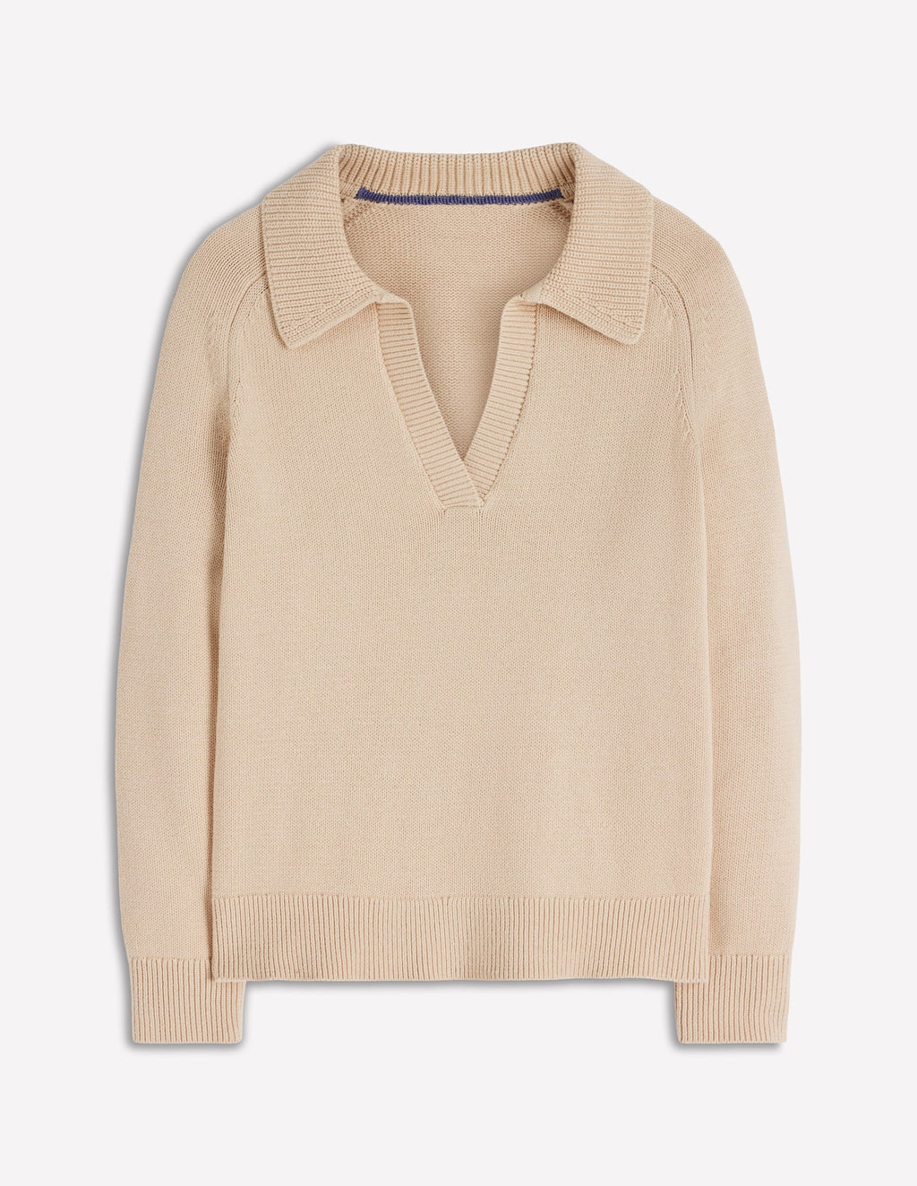 Cotton Henley Sweater-Almond Peach