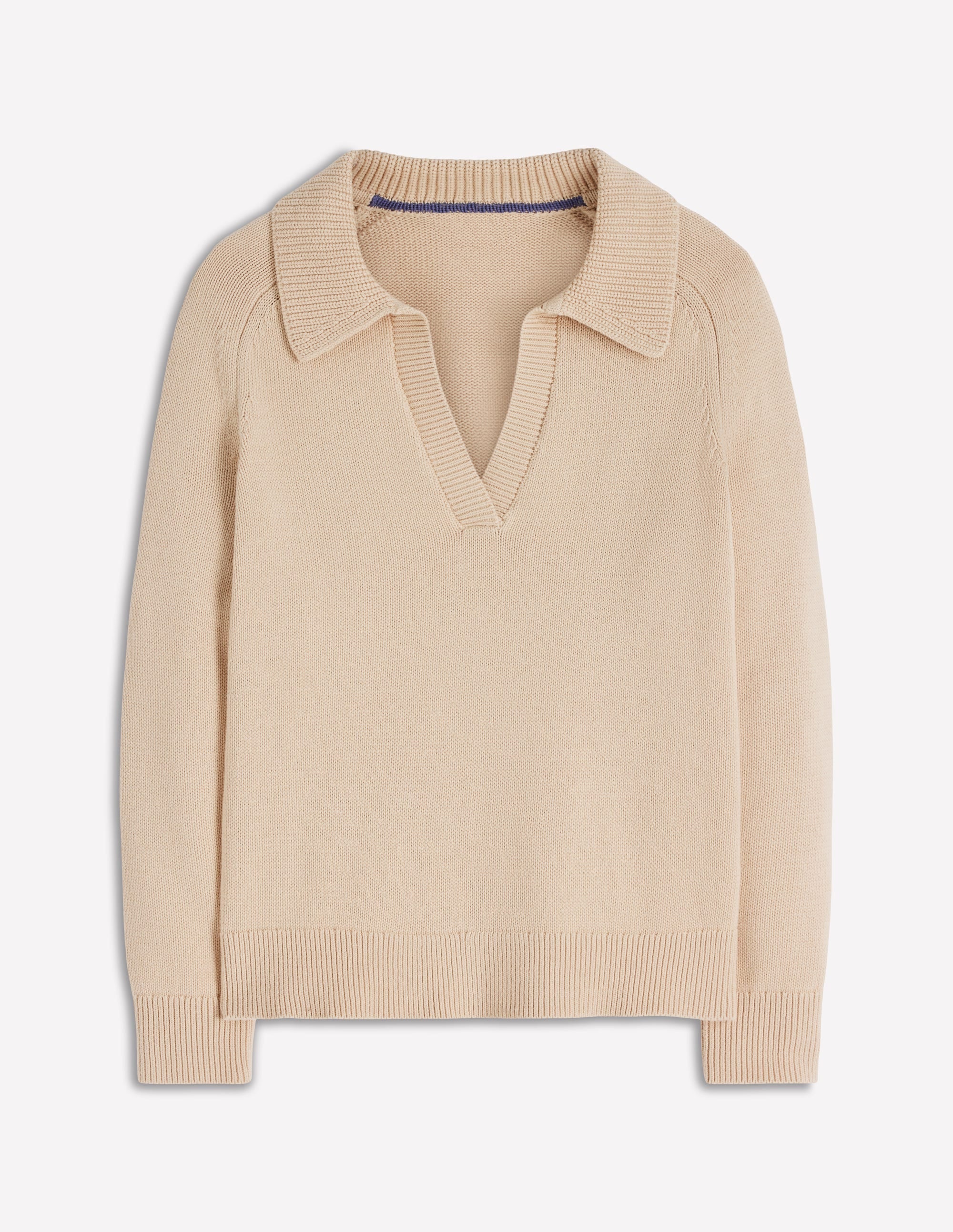 Cotton Henley Sweater-Almond Peach