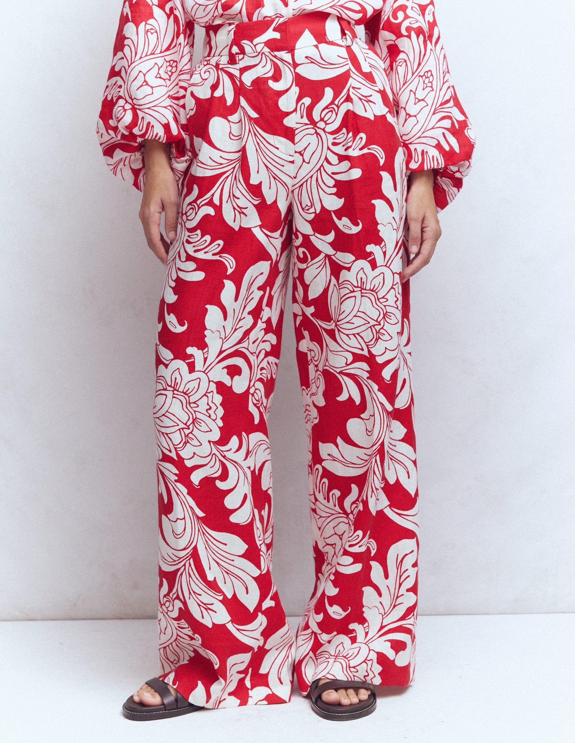 Kensington Linen Pants-Botanical Flourish