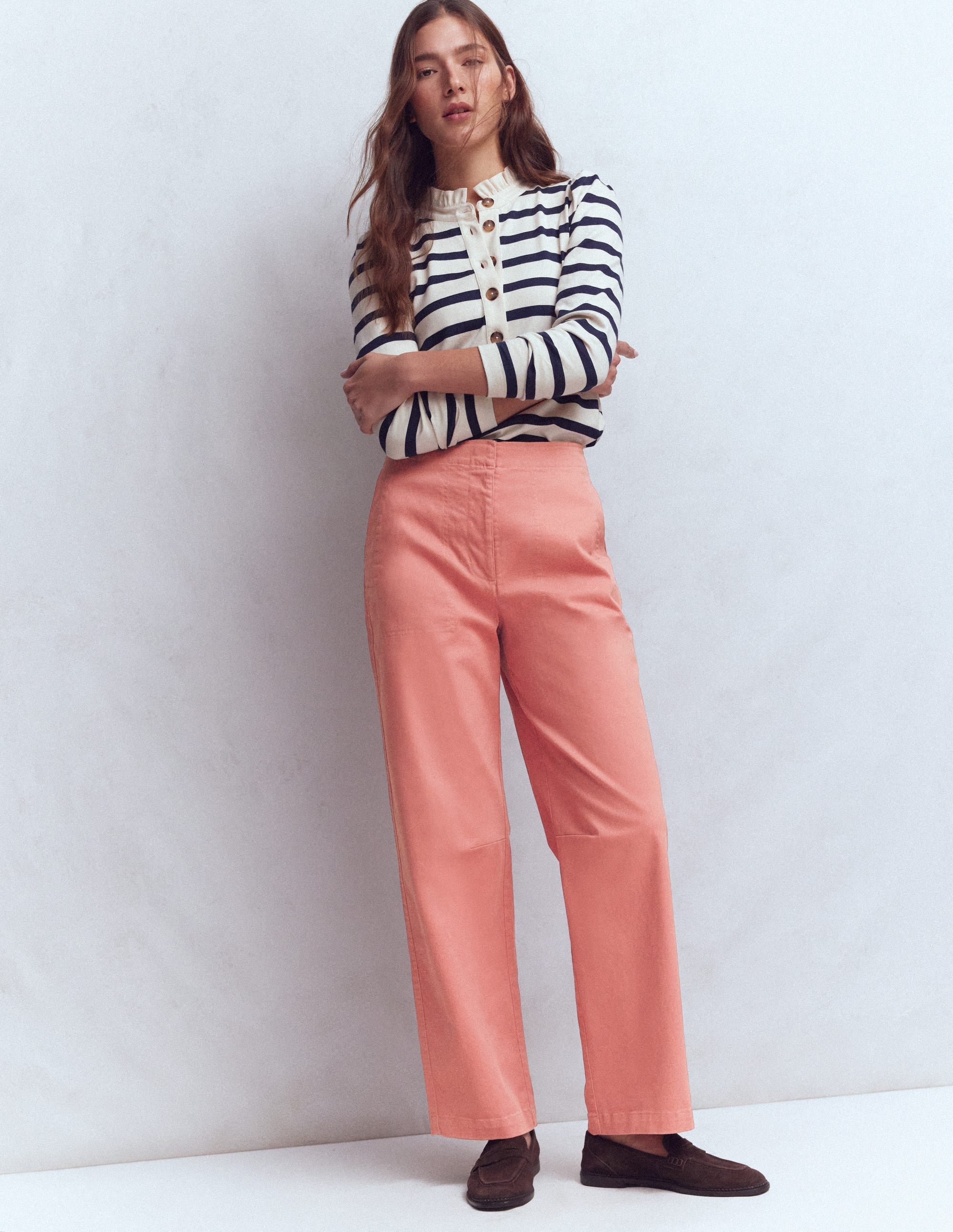 Barrel Leg Chino Pants-Vintage Rose