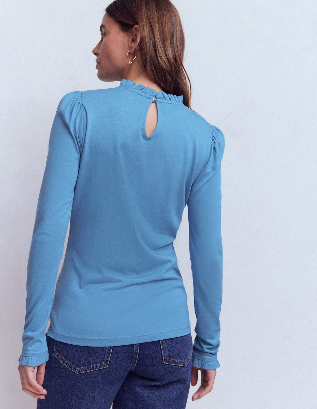 Supersoft Frill Detail Top-Captains Blue