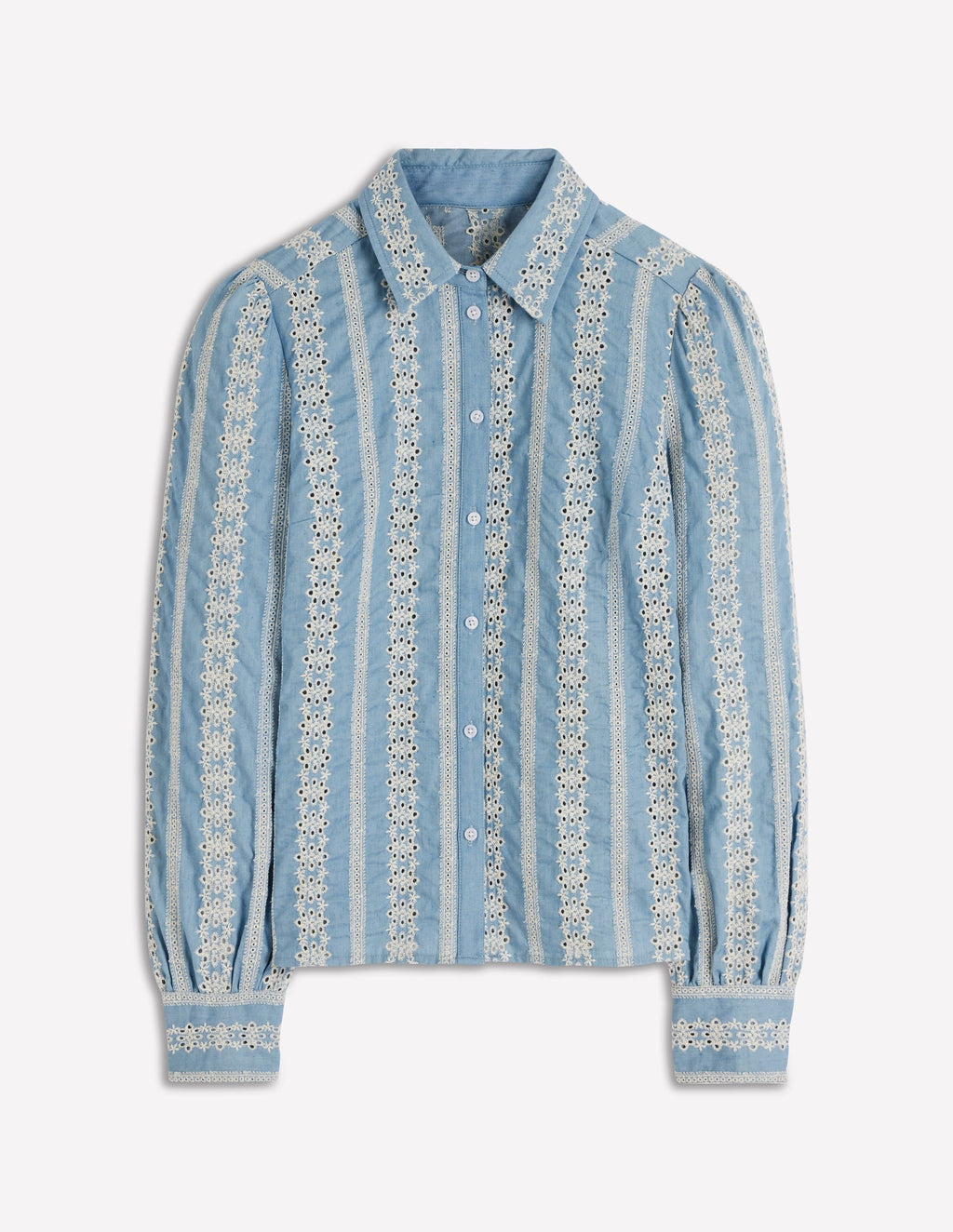 Cara Denim Shirt-Blue Broderie