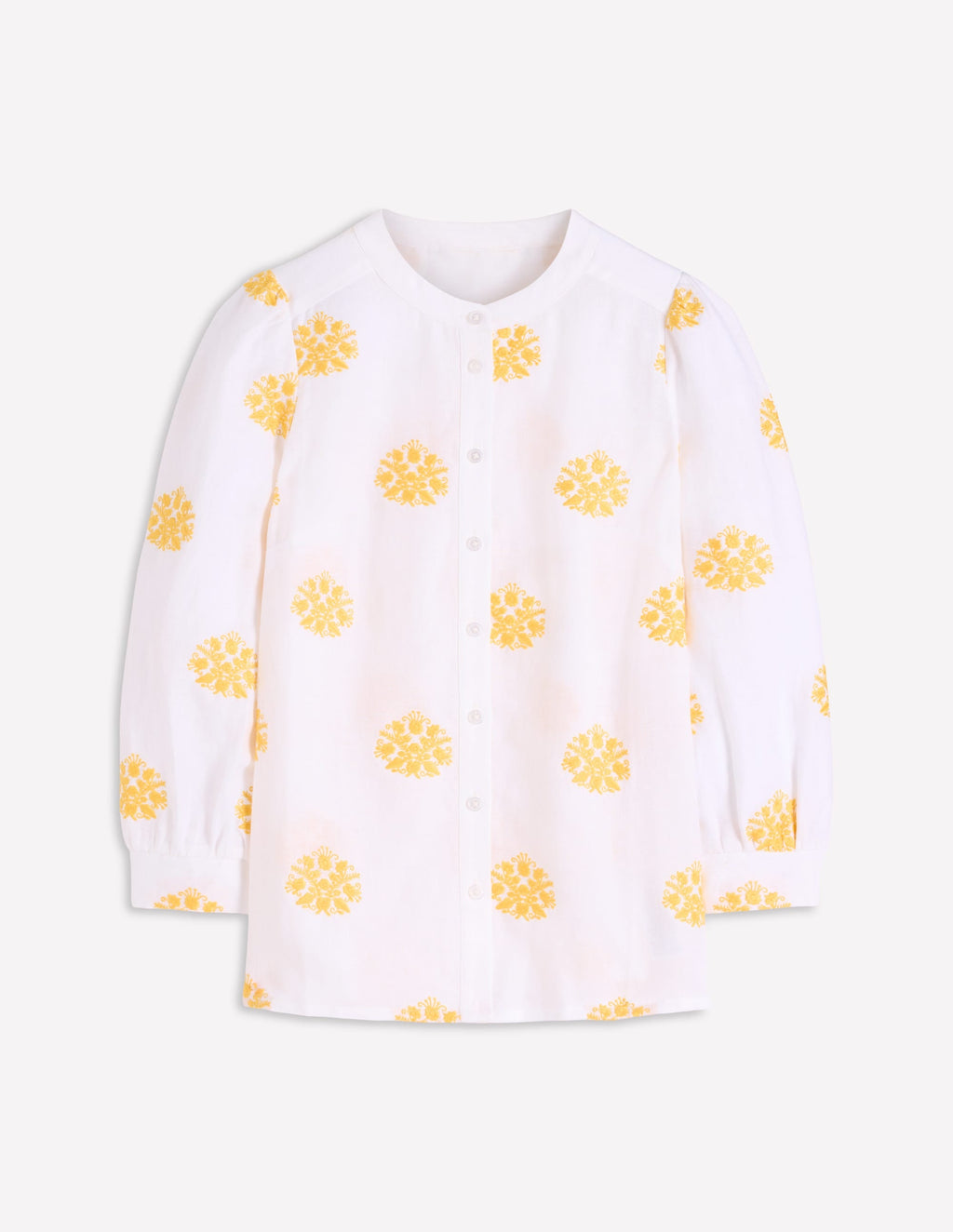 Alicia Linen Top-White, Floral embroidery