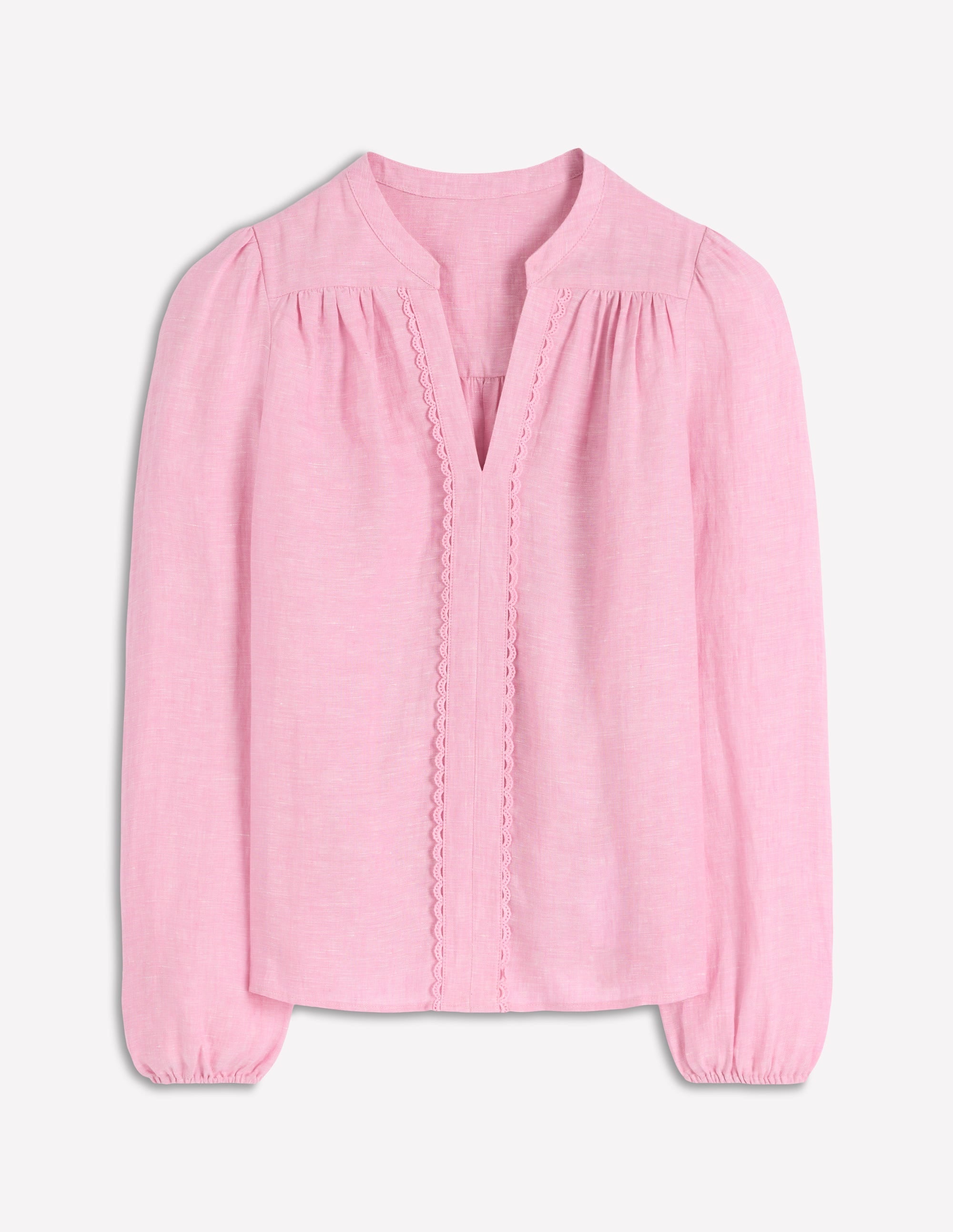 Linen Trim Insert Top-Meadowsweet Pink Chambray